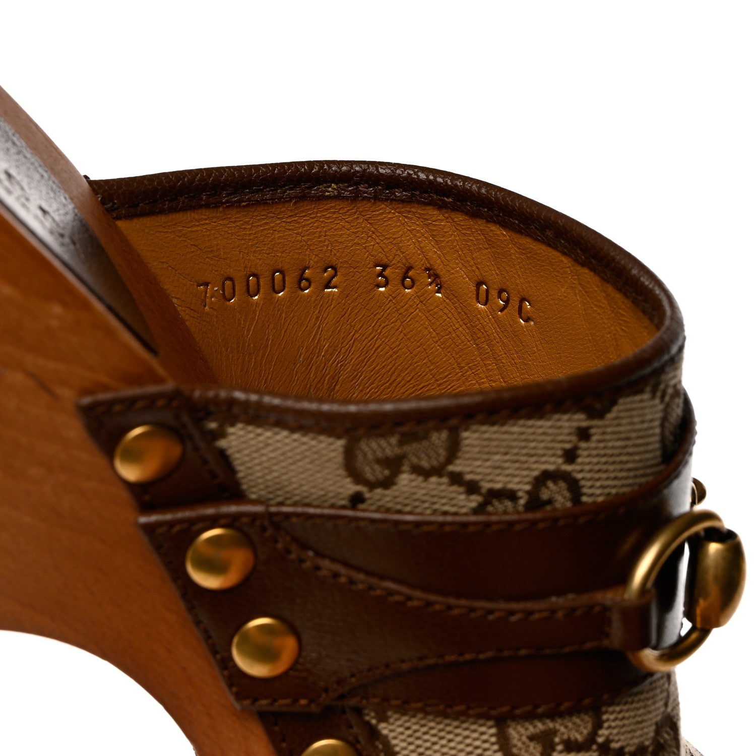 Gucci Monogram Goatskin Horsebit Clog Mules 36.5 Beige Ebony Brown Sugar 6 of 9