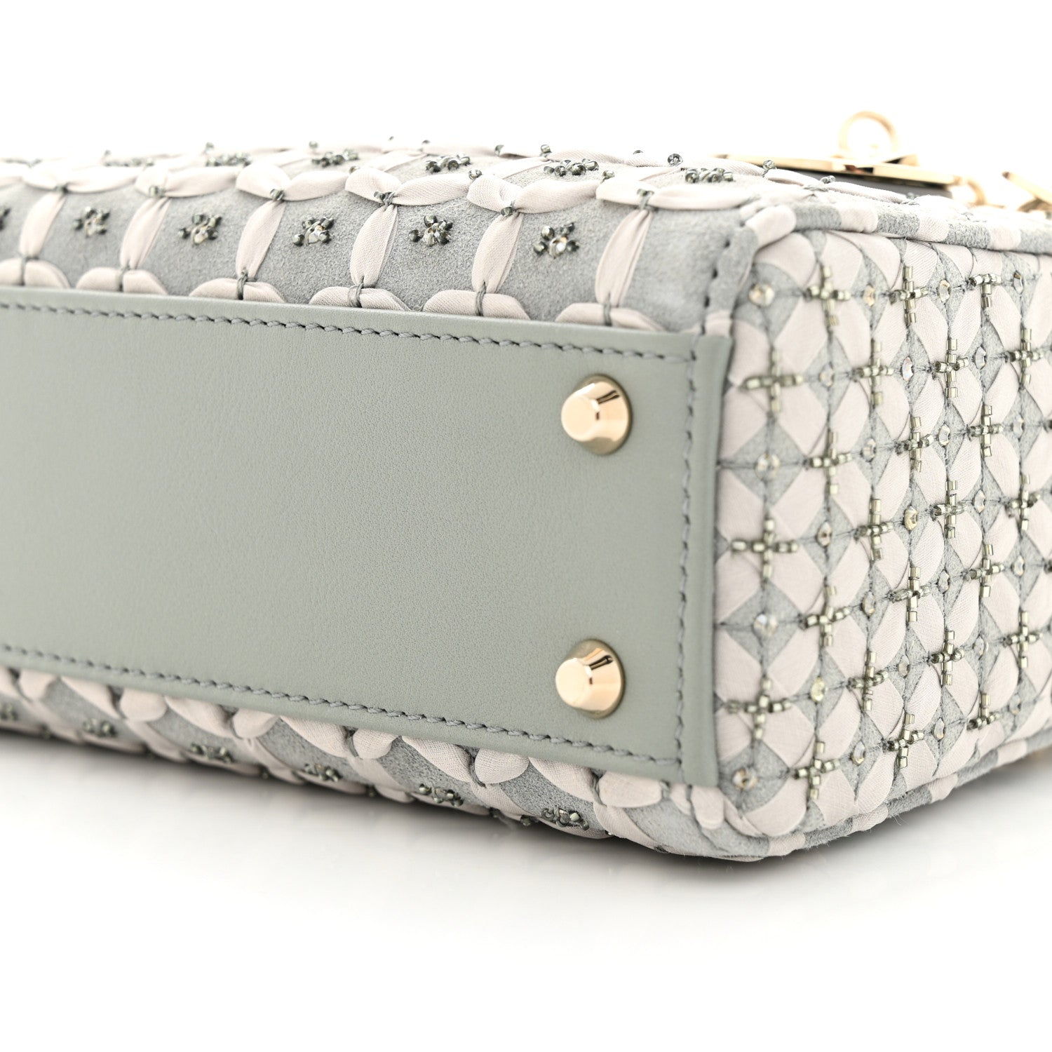 Christian Dior Suede Calfskin Stone And Beads Mini Lady Dior Grey 9 of 10