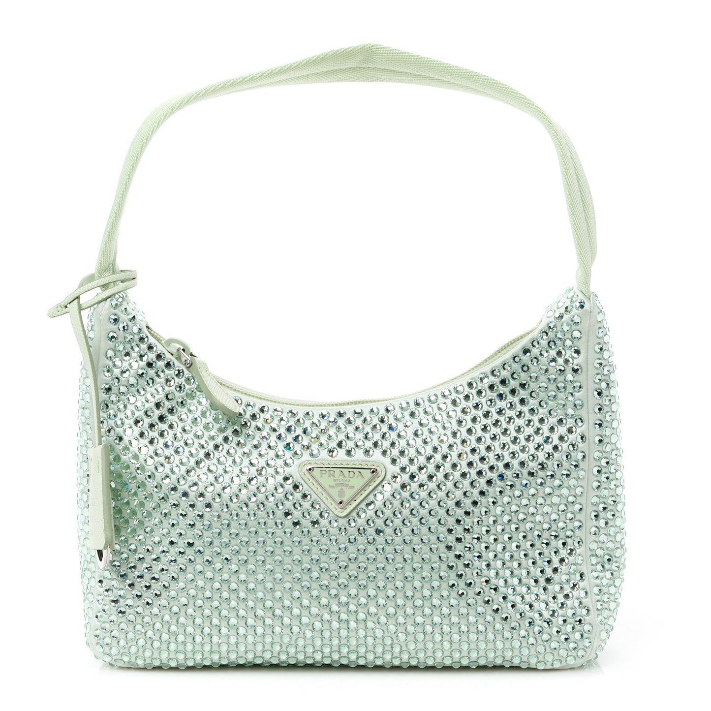 Satin Crystal Mini Re-Edition 2000 Bag Acqua