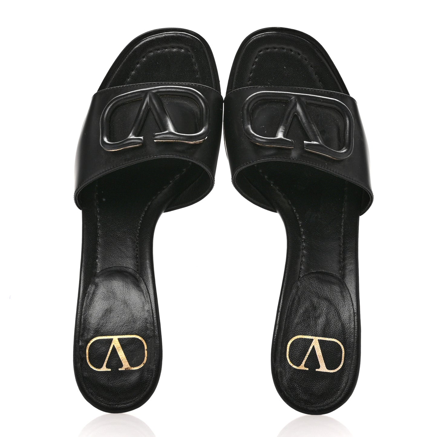 Calfskin VLogo 65mm Slide Sandals 35.5 Black