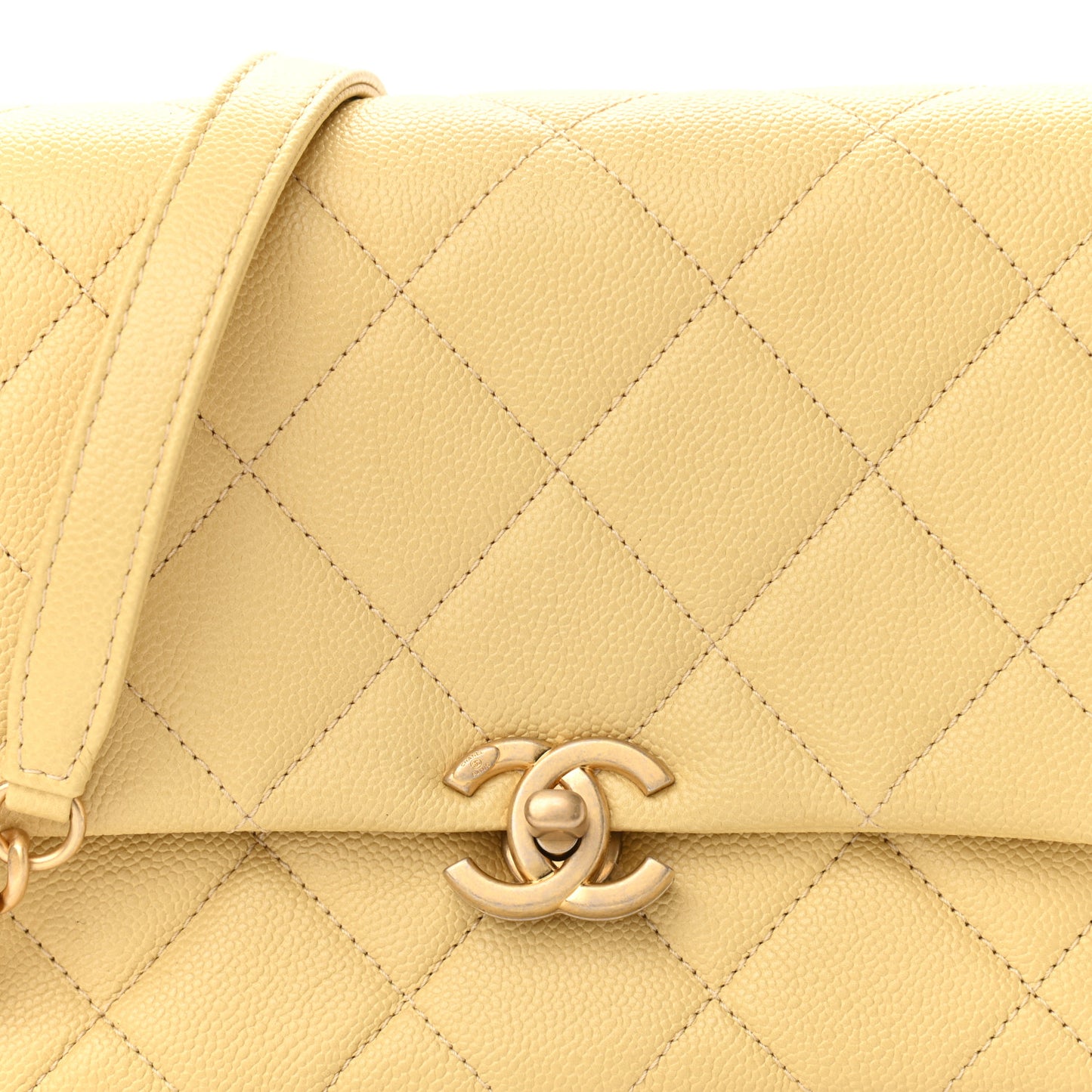 Shiny Caviar Quilted Small Chain Melody Flap Yellow