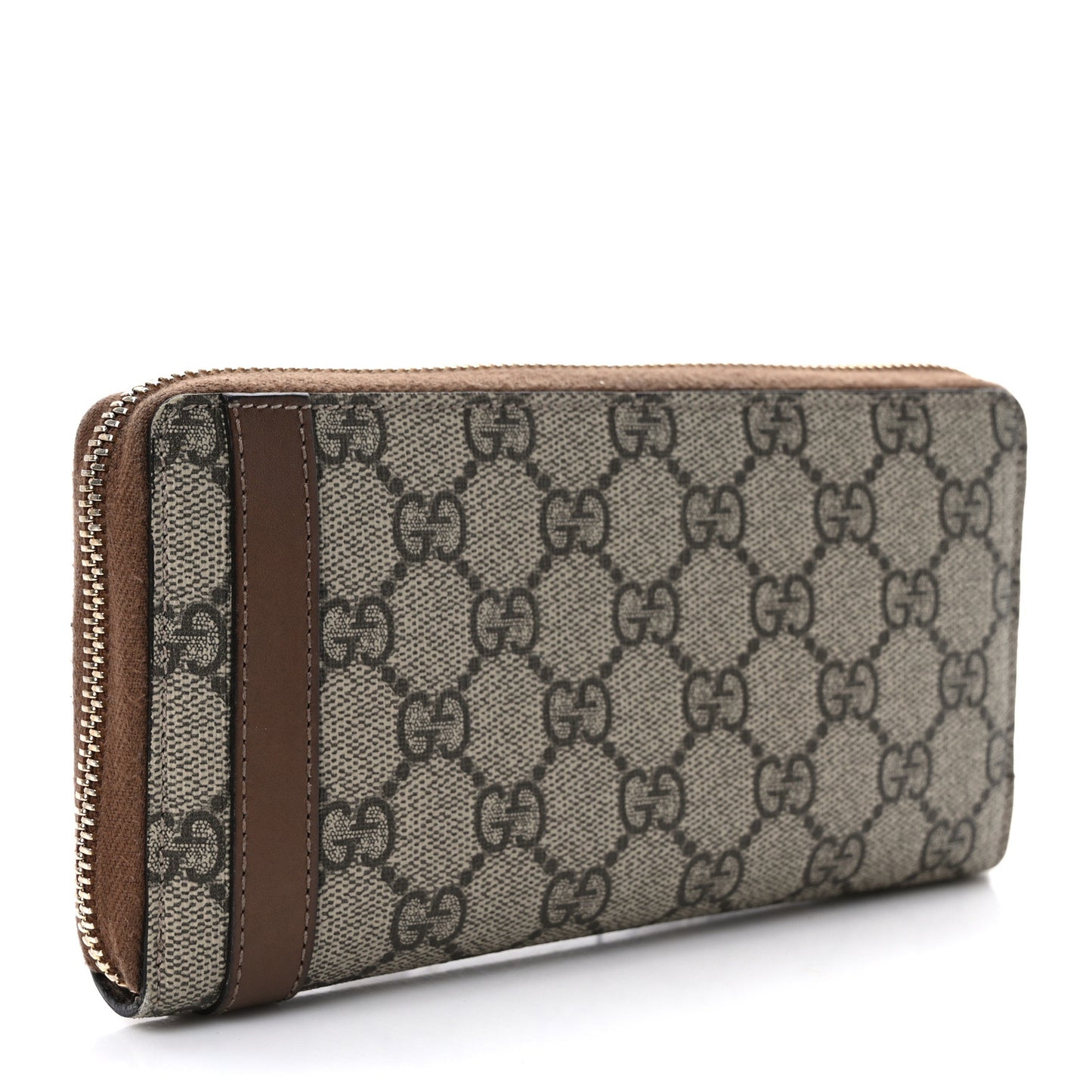GG Supreme Monogram Nice Zip Around Wallet Maple Brown