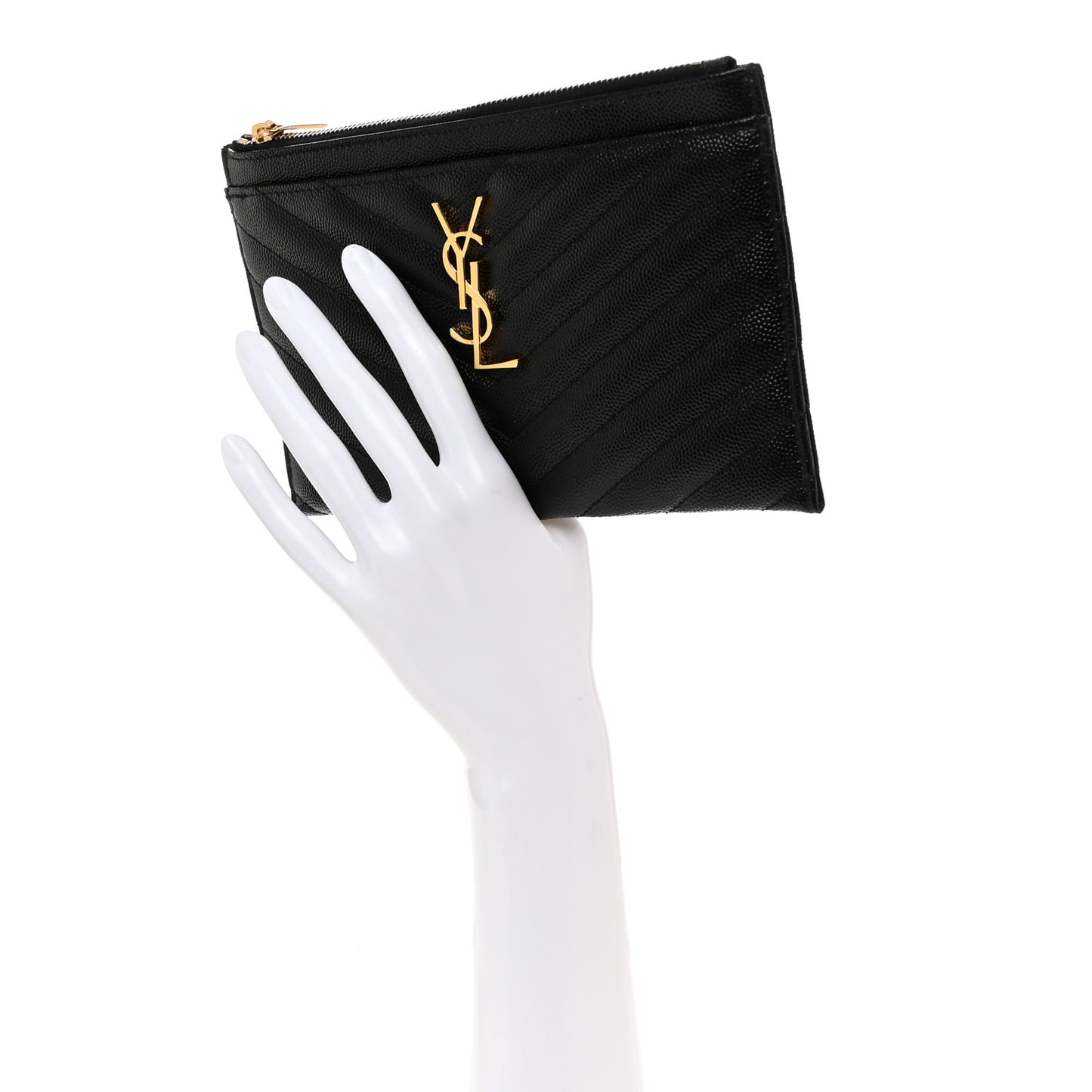 Grain De Poudre Chevron Monogram Bill Pouch Black