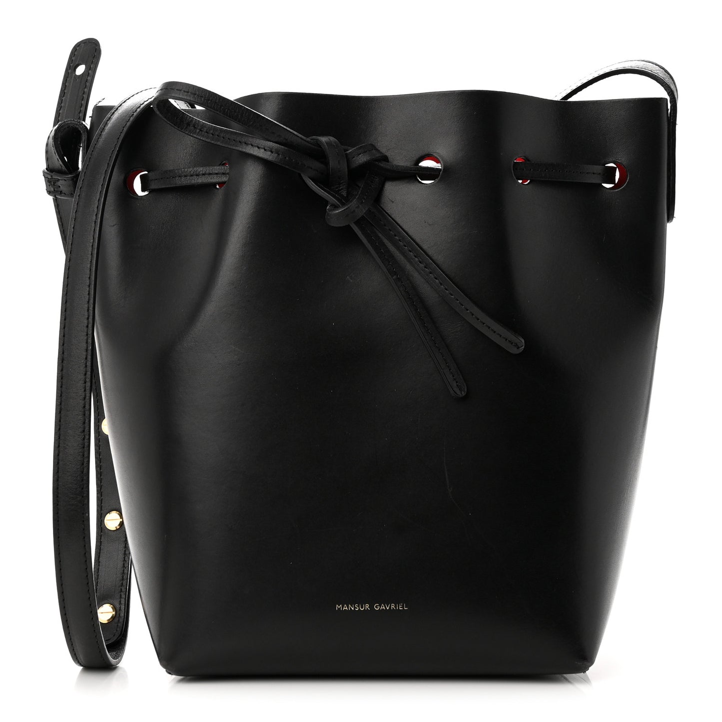 Calfskin Mini Bucket Bag Black Flamma