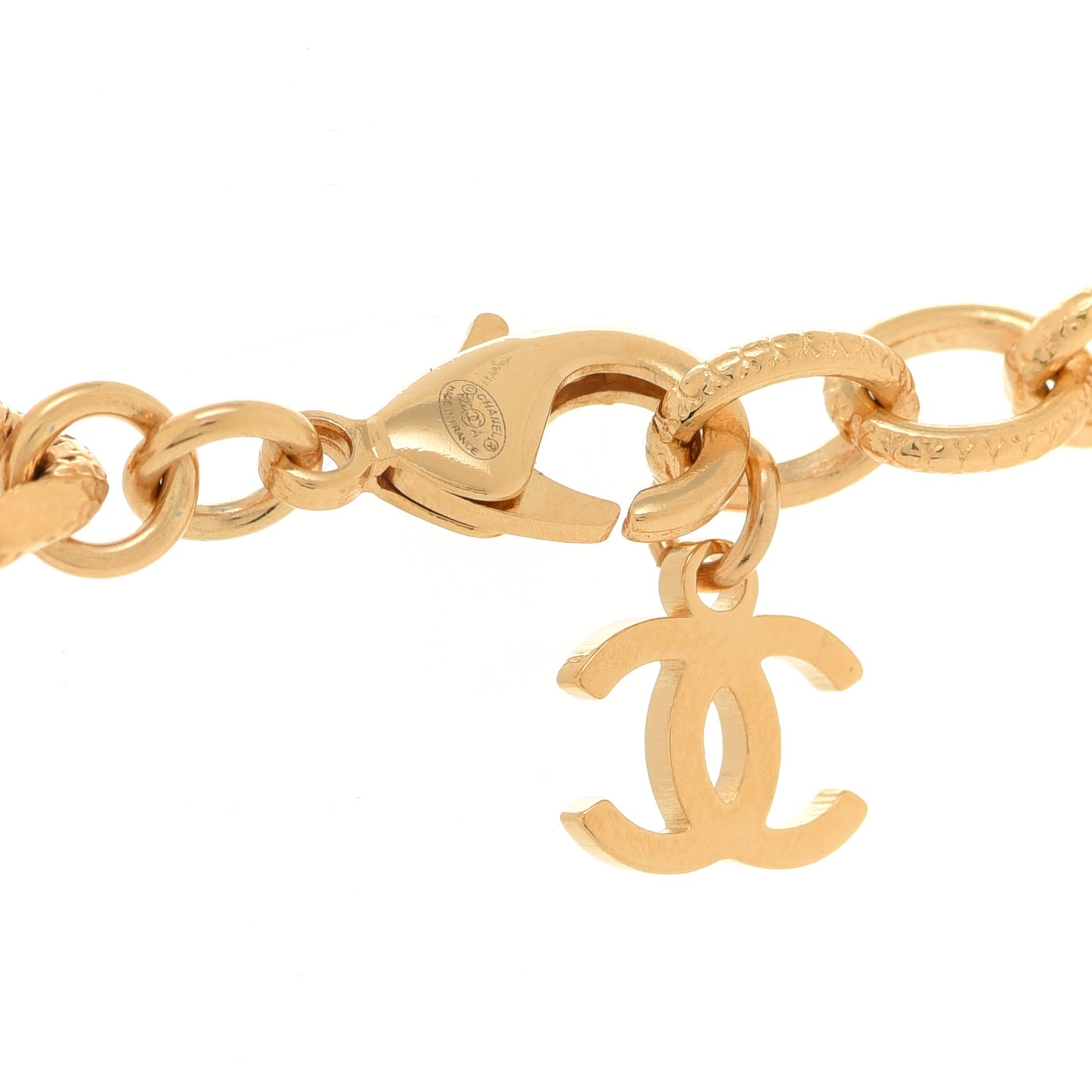 Crystal Chain Link CC Choker Necklace Gold