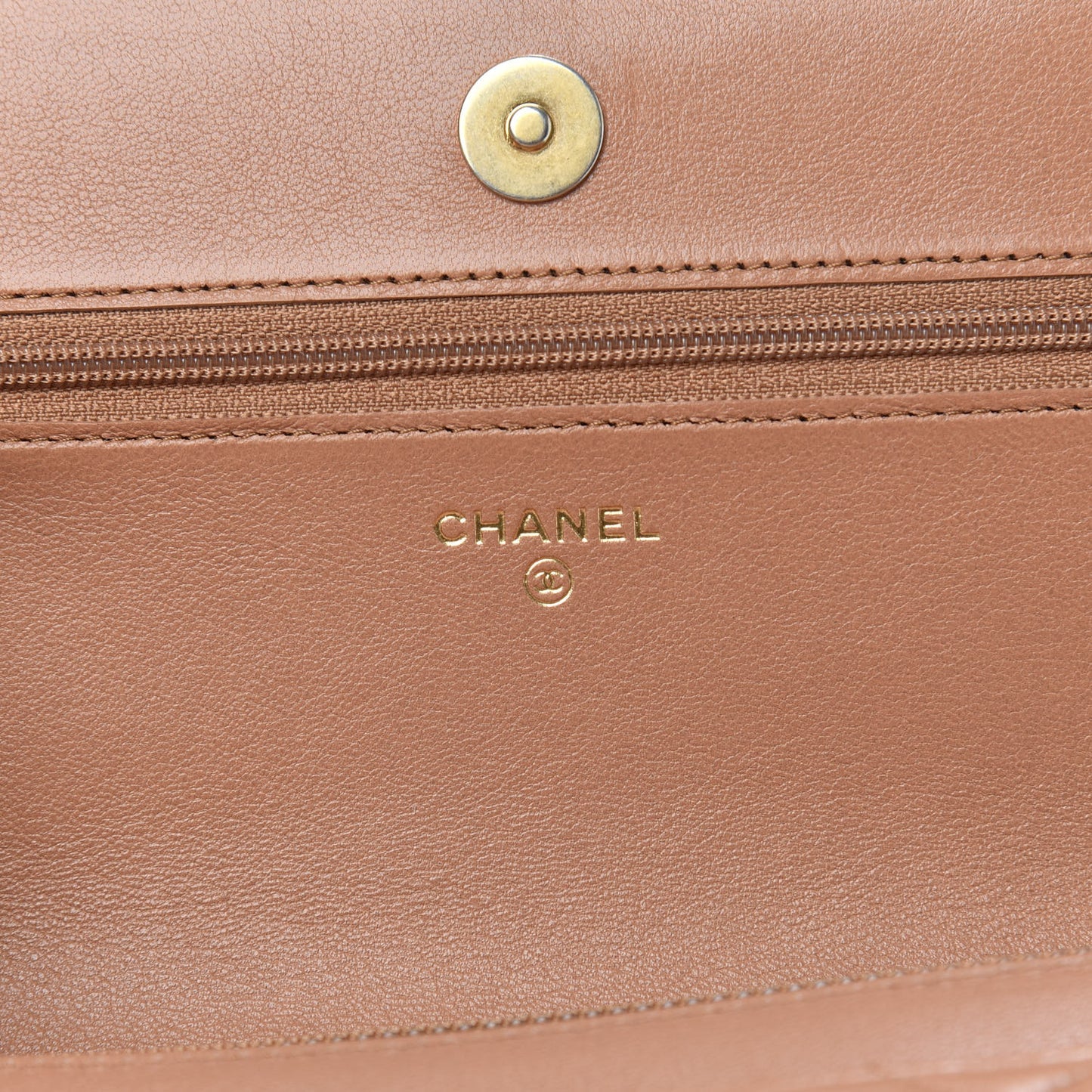 Lambskin Quilted Chanel 19 Wallet On Chain WOC Brown