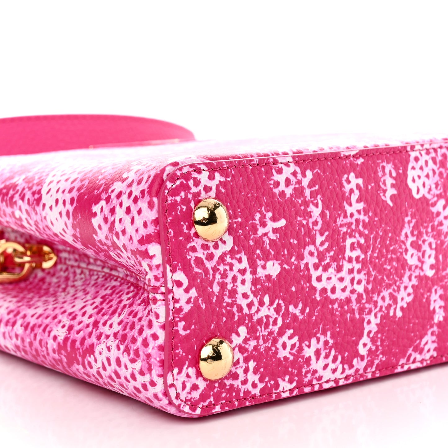 LV X YK Taurillon Infinity Net Capucines BB Fuchsia