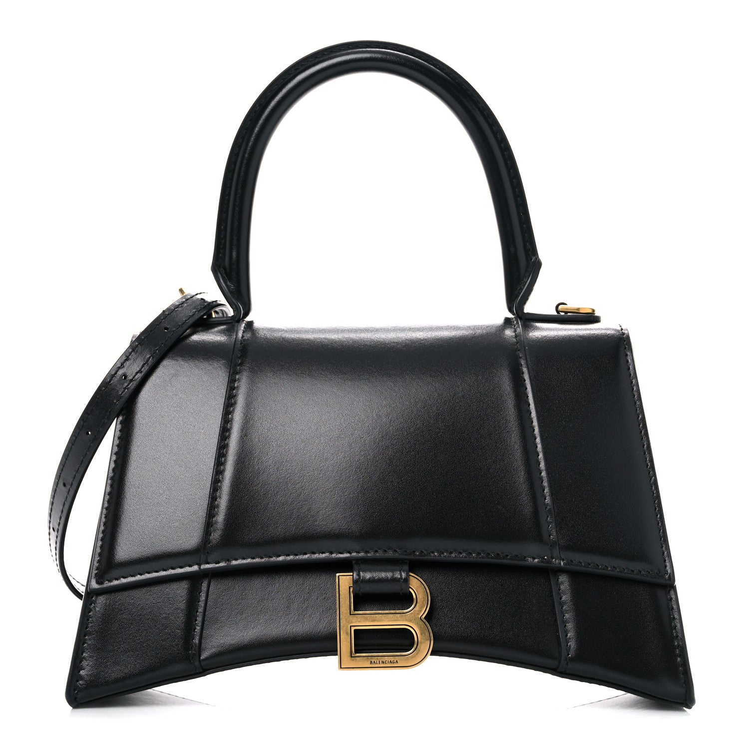 Balenciaga Shiny Box Calfskin Small Hourglass Top Handle Bag Black 1 of 15