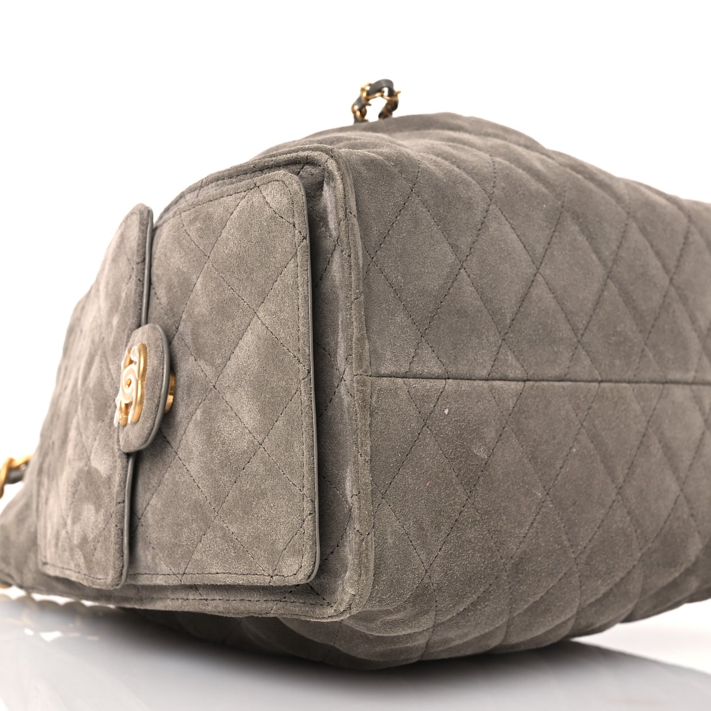 Suede Quilted Small Chanel 25 Handbag Grey