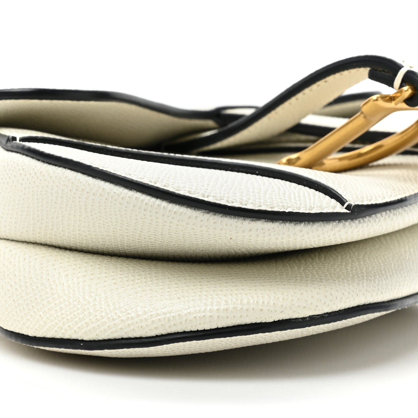 Grained Calfskin Mini Saddle Bag White