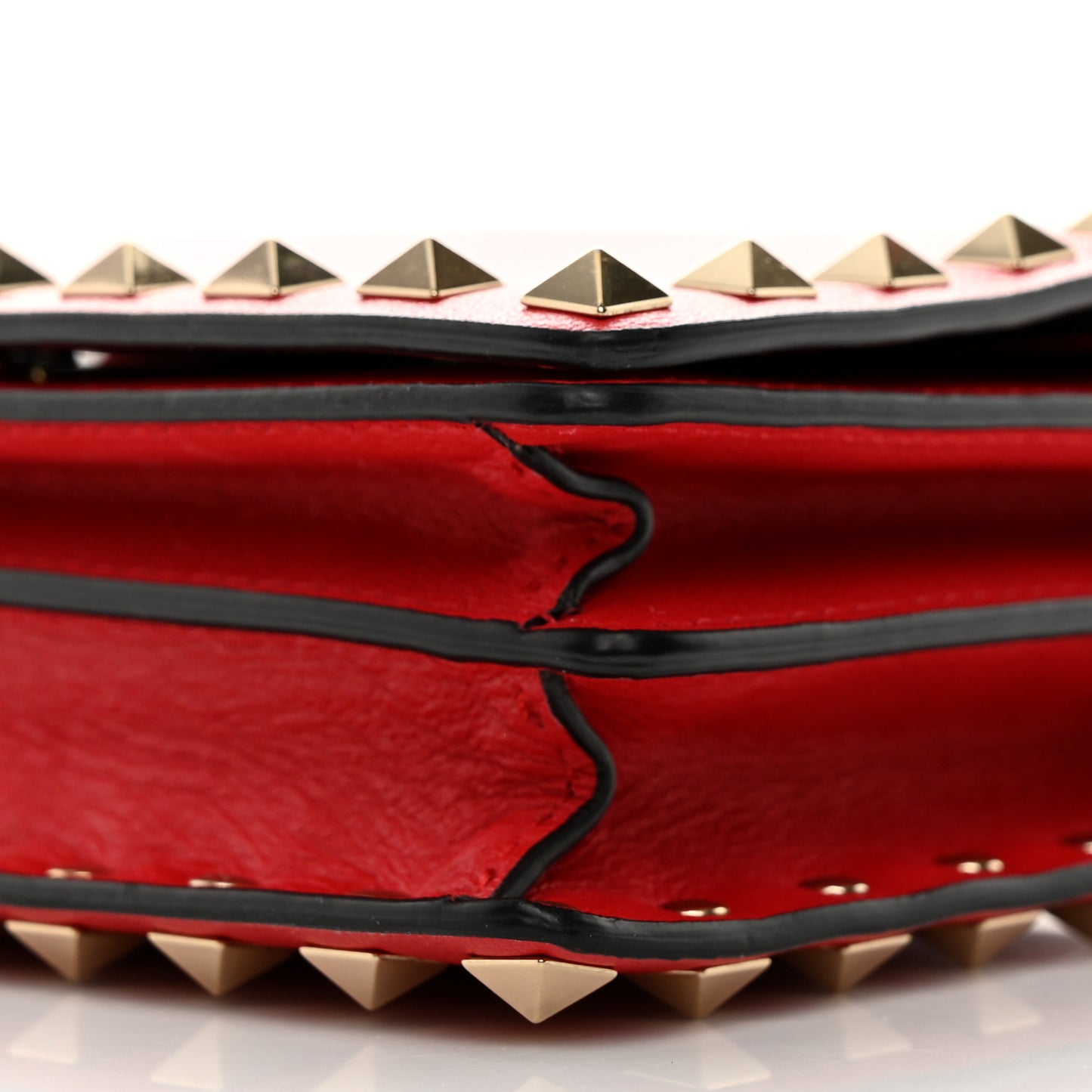 Vitello Rockstud Wallet On Chain Rouge Pur