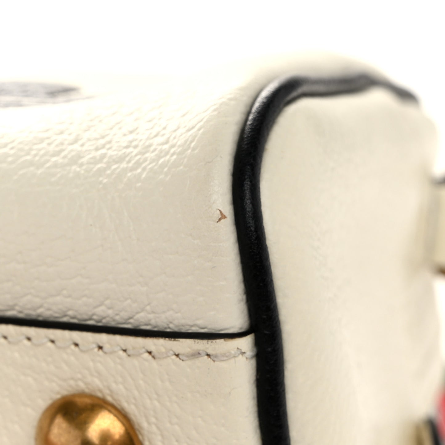 X ADIDAS Textured Dollar Calfskin Web Trefoil Logo Embossed Mini Bowling Bag Off White