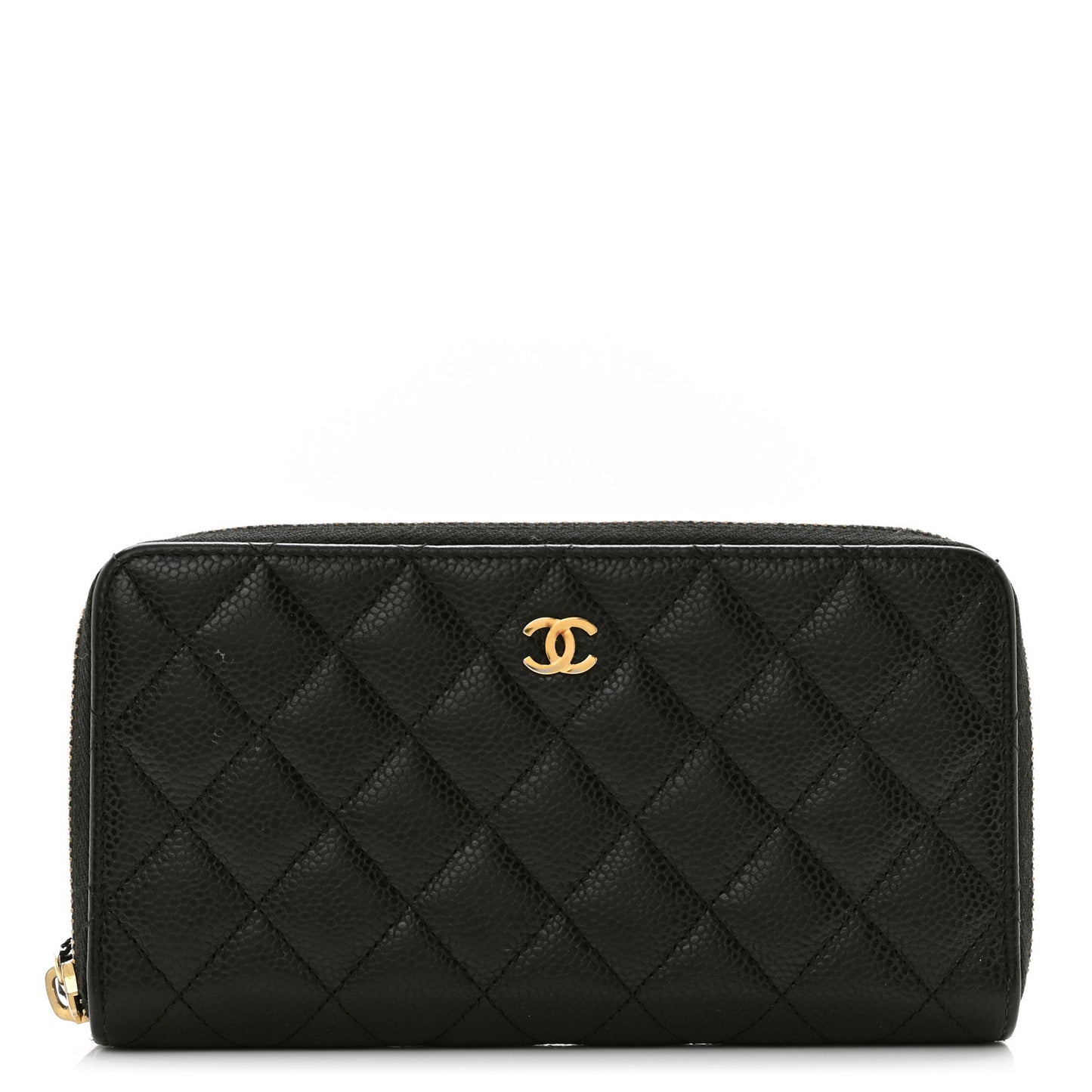 Caviar Quilted Large Gusset Zip Around Wallet Black