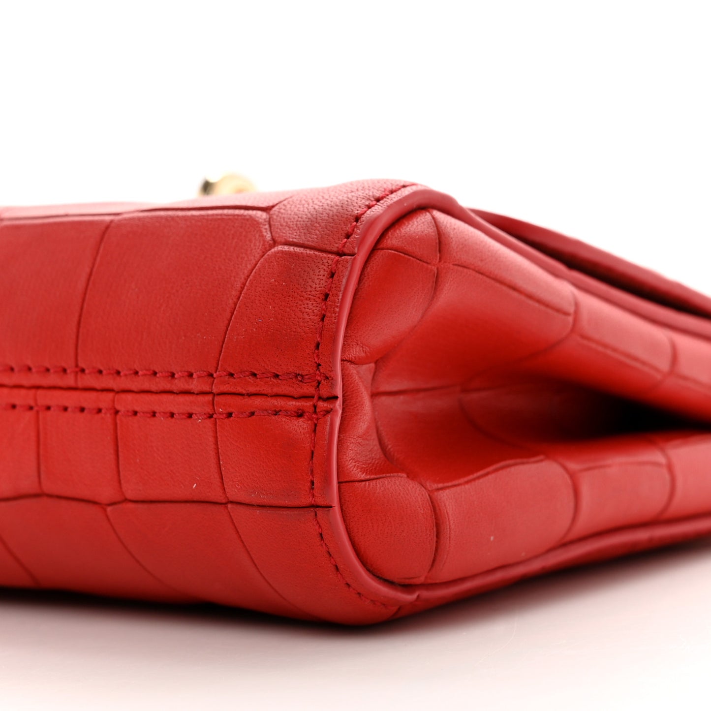 Nappa Crocodile Embossed Mini Lily Flap Red
