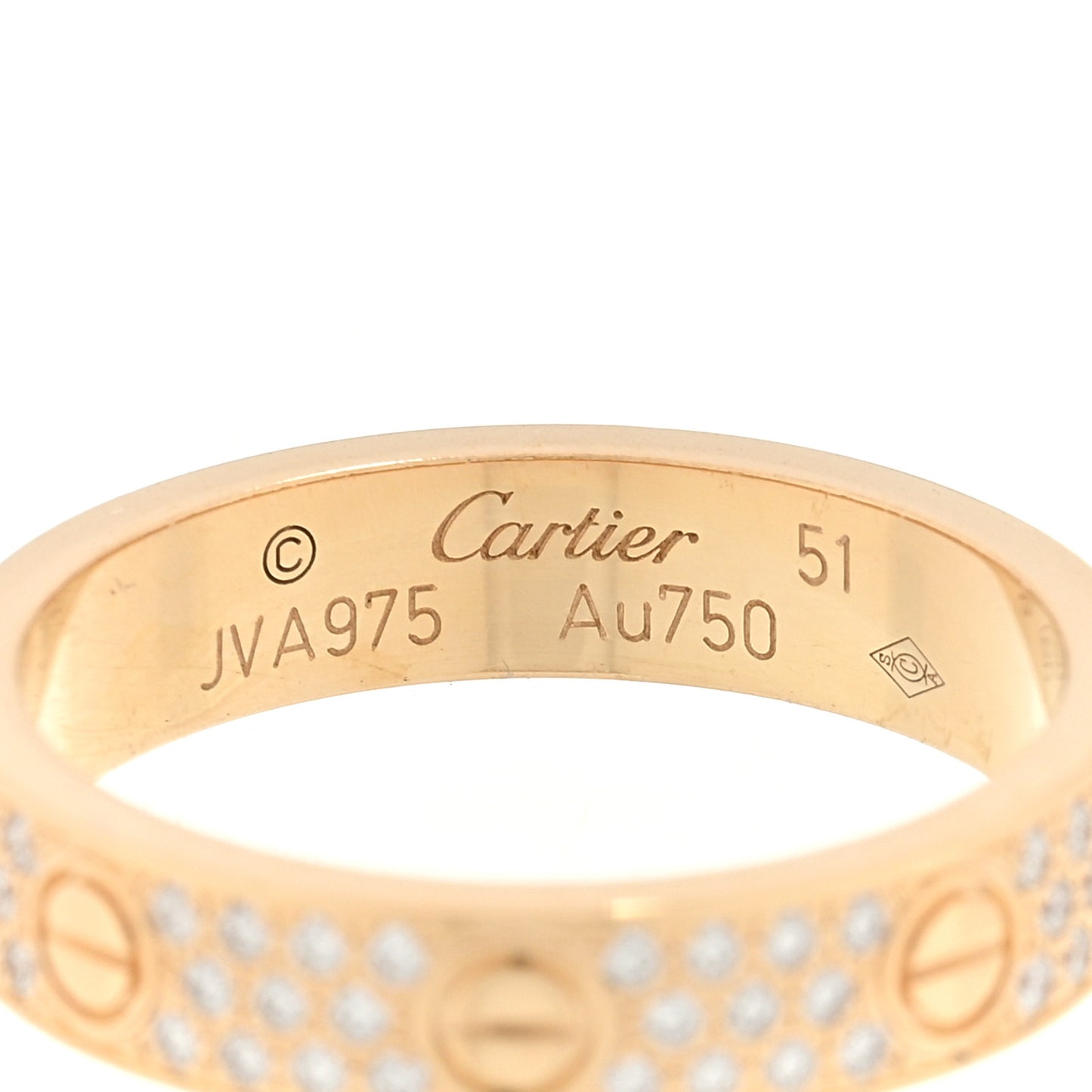 18K Yellow Gold Diamond 4mm LOVE Wedding Paved Band Ring 51 5.75