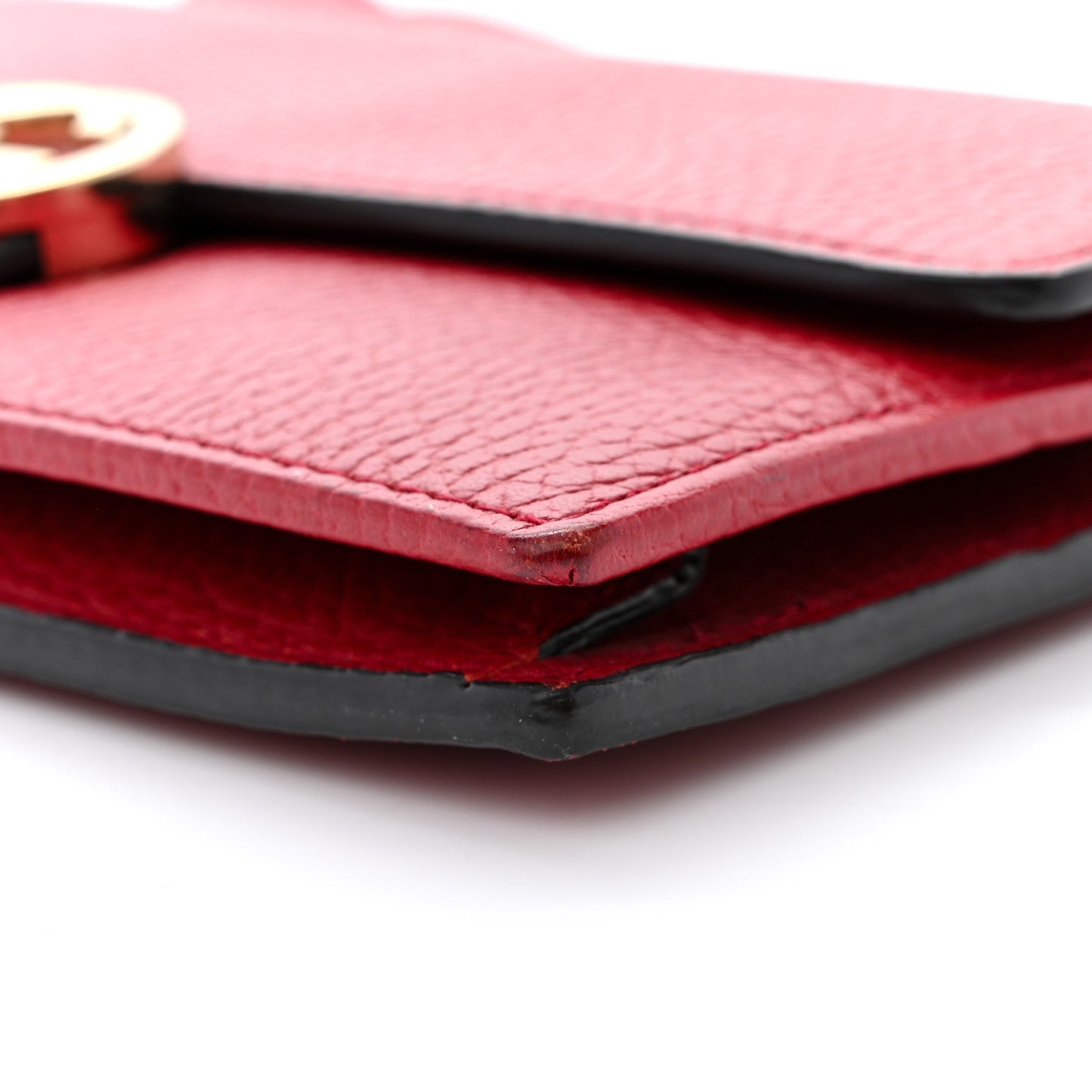 Dollar Calfskin Interlocking G Chain Wallet Red