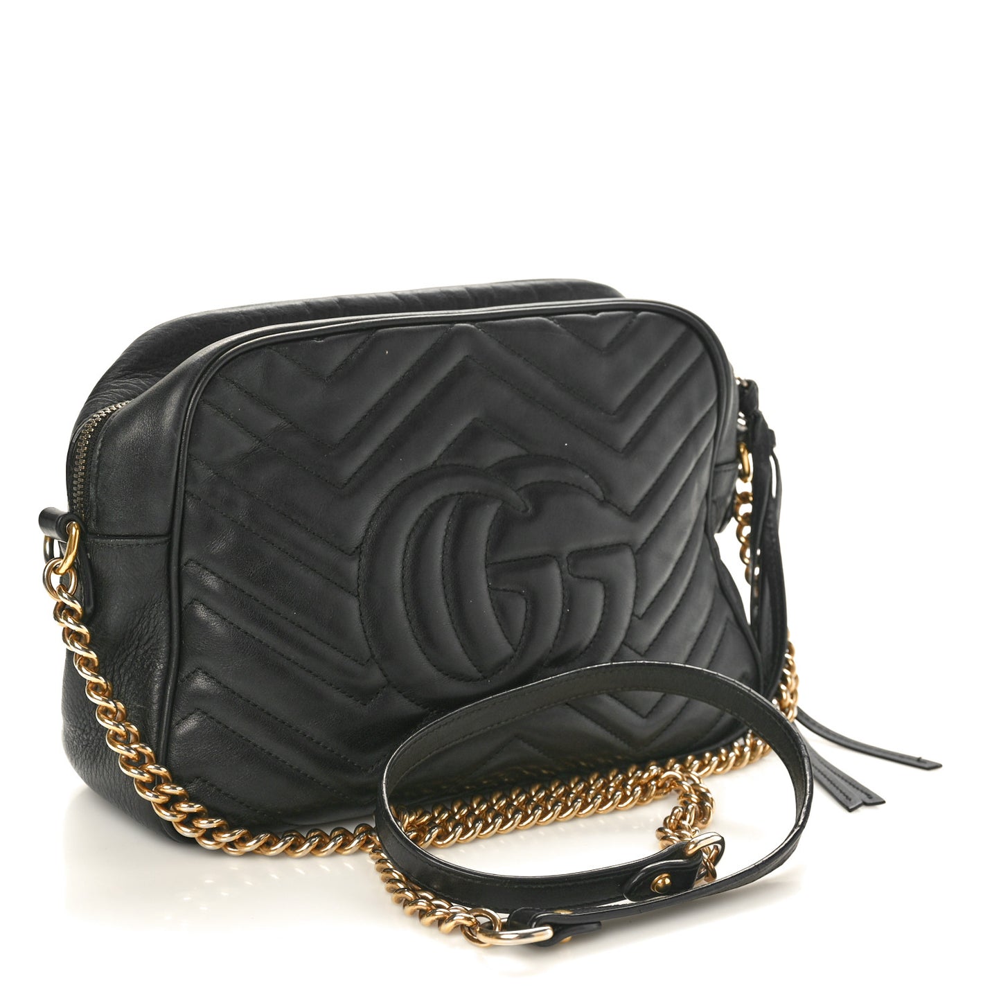 Calfskin Matelasse Medium GG Marmont Chain Shoulder Bag Black