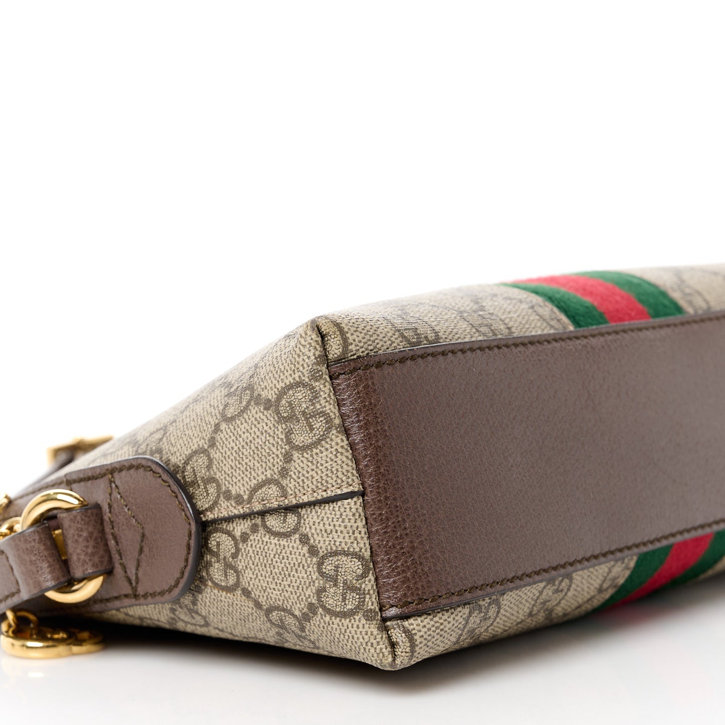 GG Supreme Monogram Textured Dollar Calfskin Web Small Ophidia Dome Shoulder Bag Beige Ebony New Acero