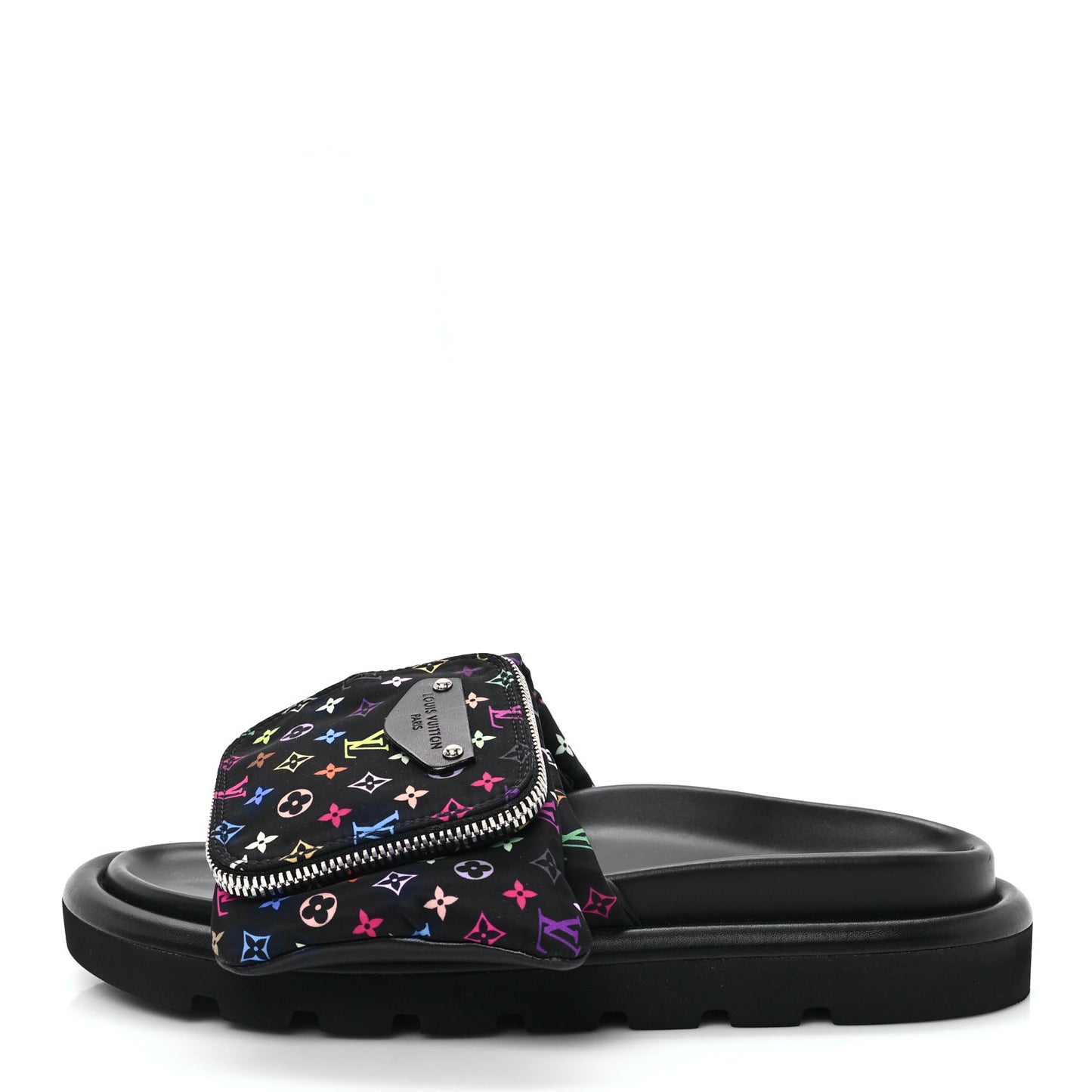 LV X TM Monogram Multicolor Pool Pillow Flat Comfort Mule 38 Black