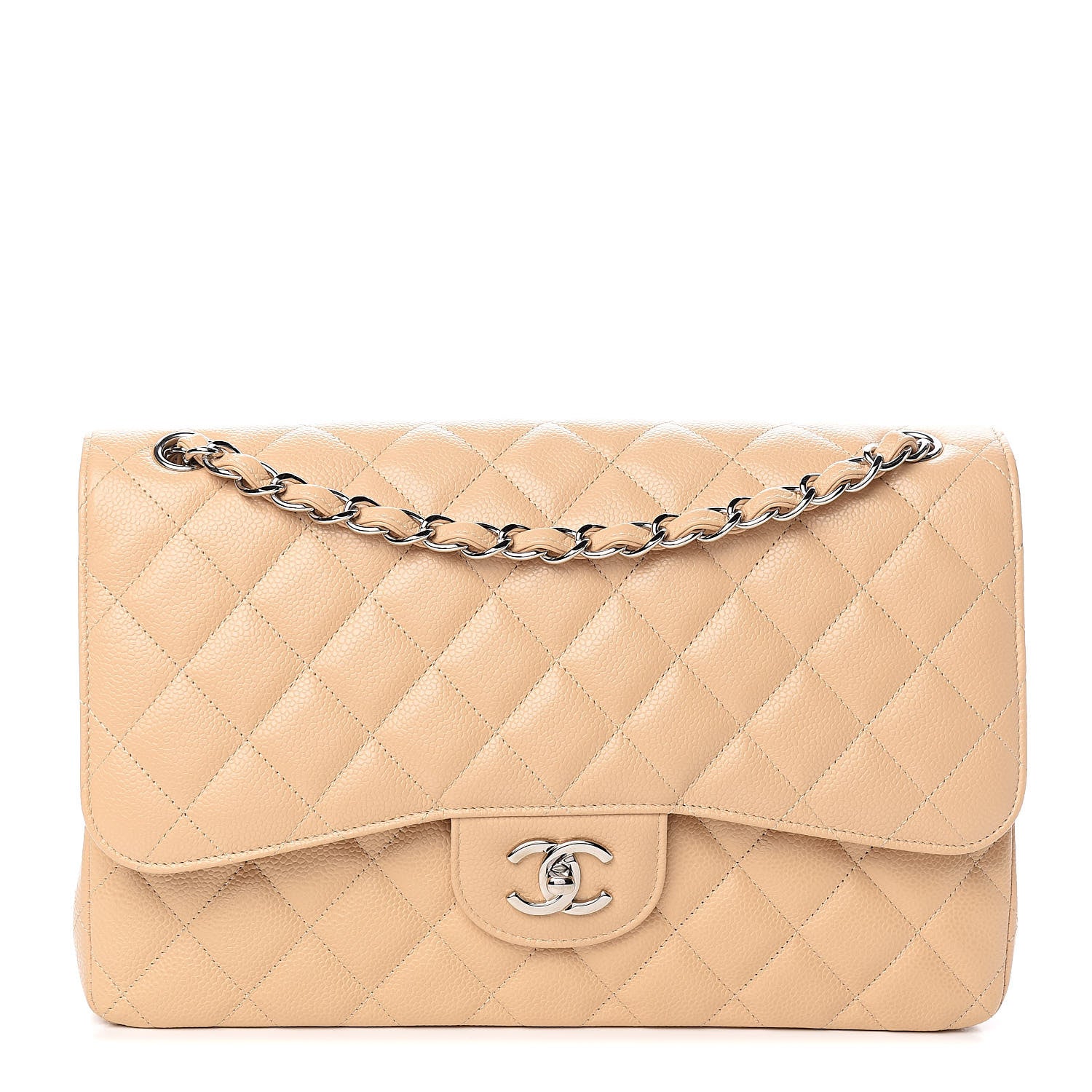 Chanel Caviar Quilted Jumbo Double Flap Beige 1 of 10