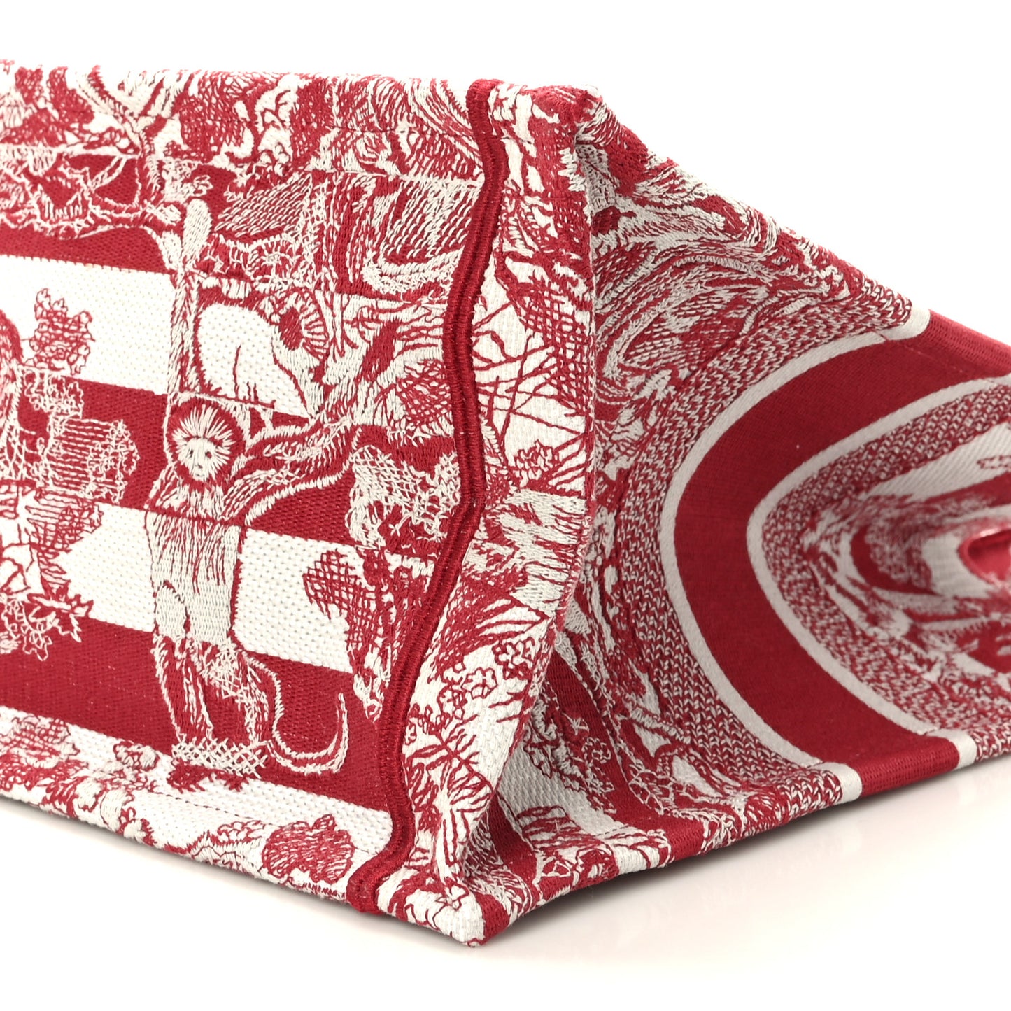 Canvas Embroidered Medium Dioriviera Toile De Jouy Book Tote Raspberry