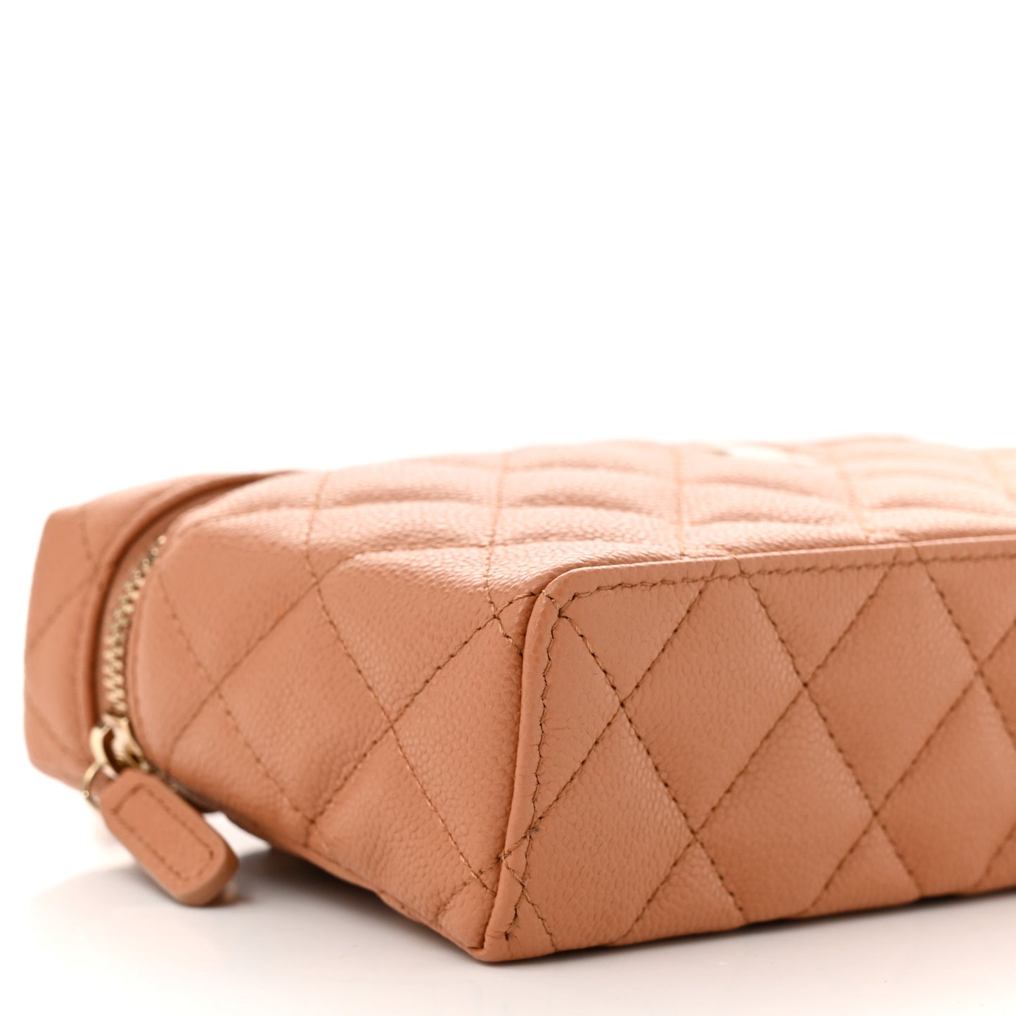 Caviar Quilted Top Handle Slim Vanity With Chain Brown
