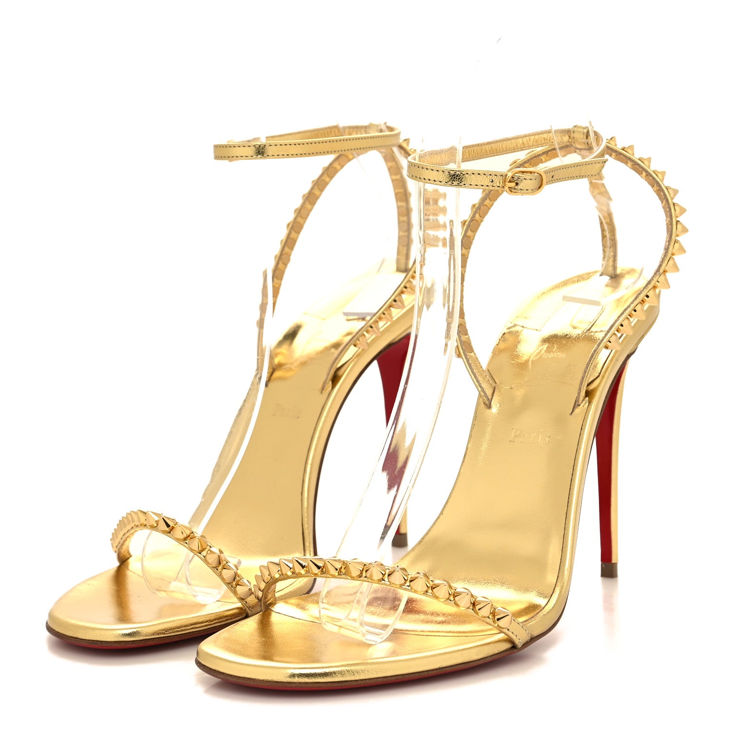 Christian Louboutin Metallic Kid Spiked So Me 100 Sandals 38 Gold 3 of 8