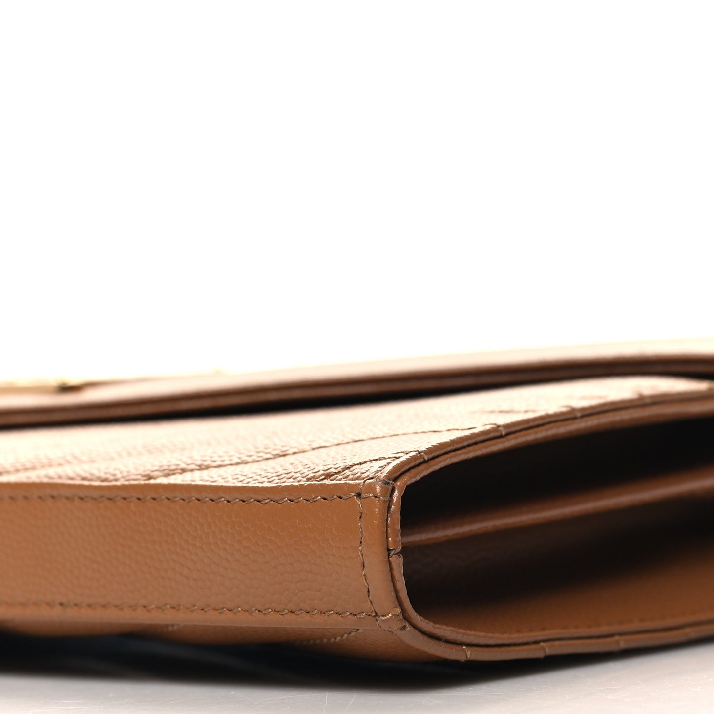 Grain De Poudre Matelasse Chevron Monogram Chain Wallet Natural Dark