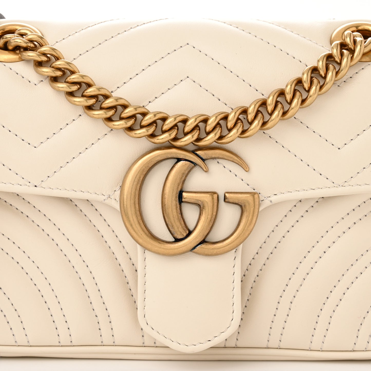 Calfskin Matelasse Mini GG Marmont Shoulder Bag White