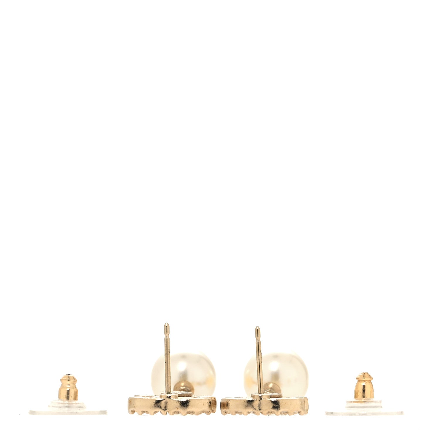 Chanel Crystal Pearl CC Drop Earrings Gold 3 of 4