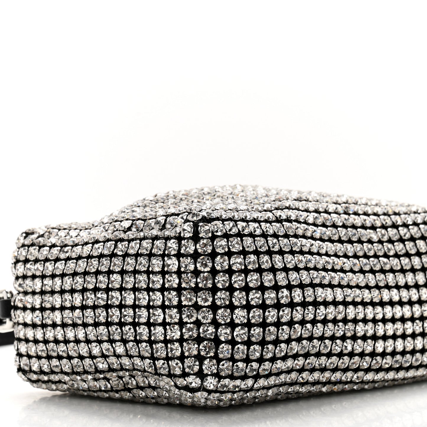 Mesh Crystal Rhinestone Mini Heiress Pouch Black Silver