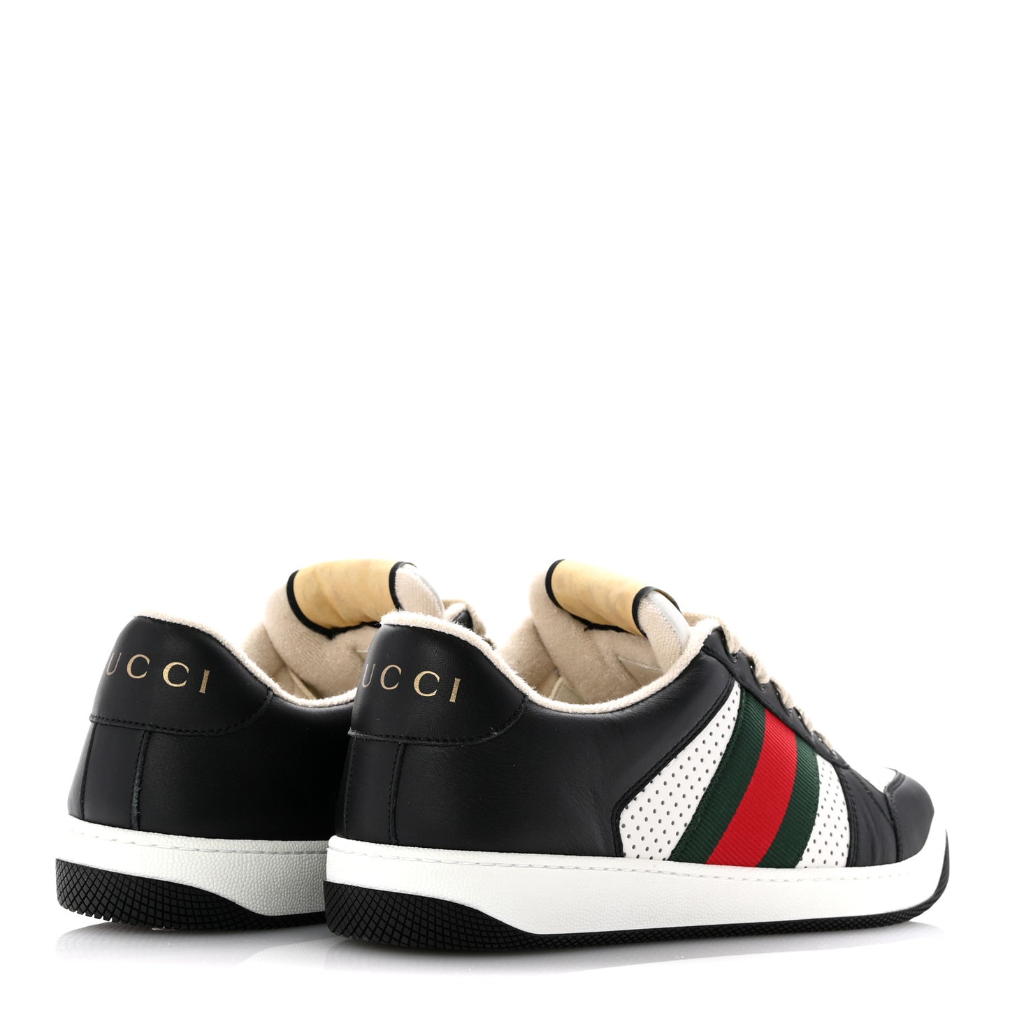 Calfskin Web Mens Screener Sneakers 7.5 Black White