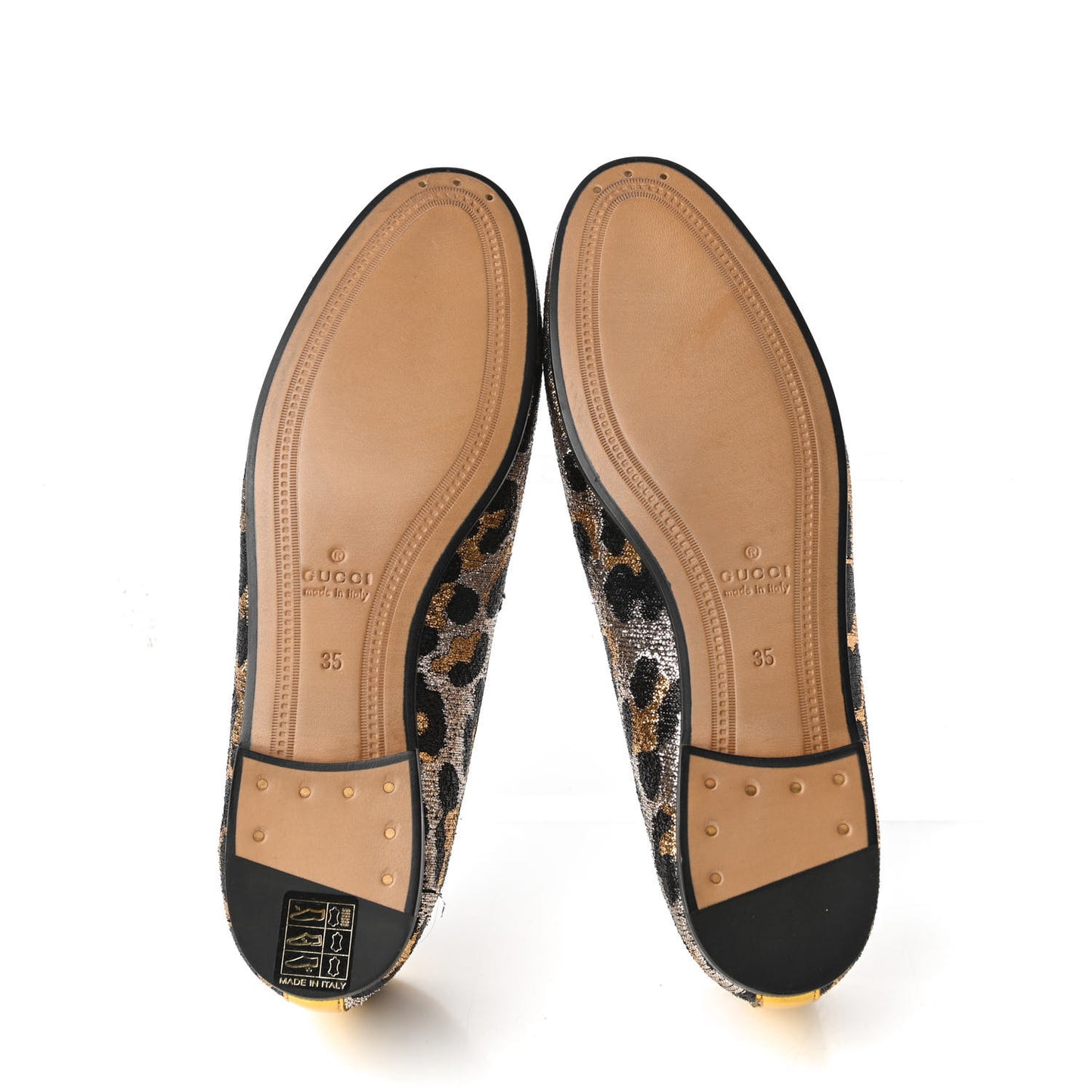 Jacquard Leopard Print Horsebit Womens Jordaan Loafers 35 Gold