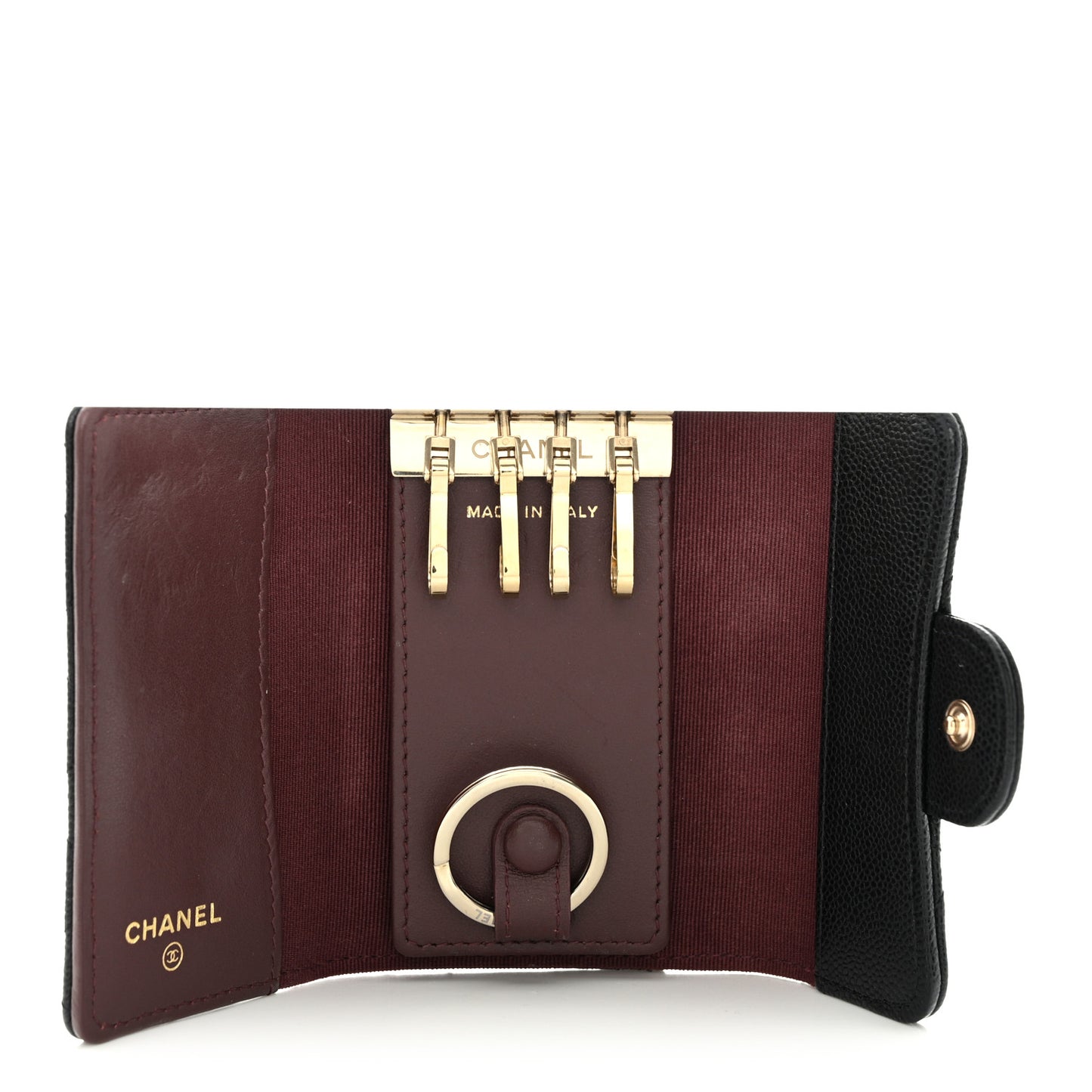 Caviar Quilted Classic 4 Key Holder Wallet Black