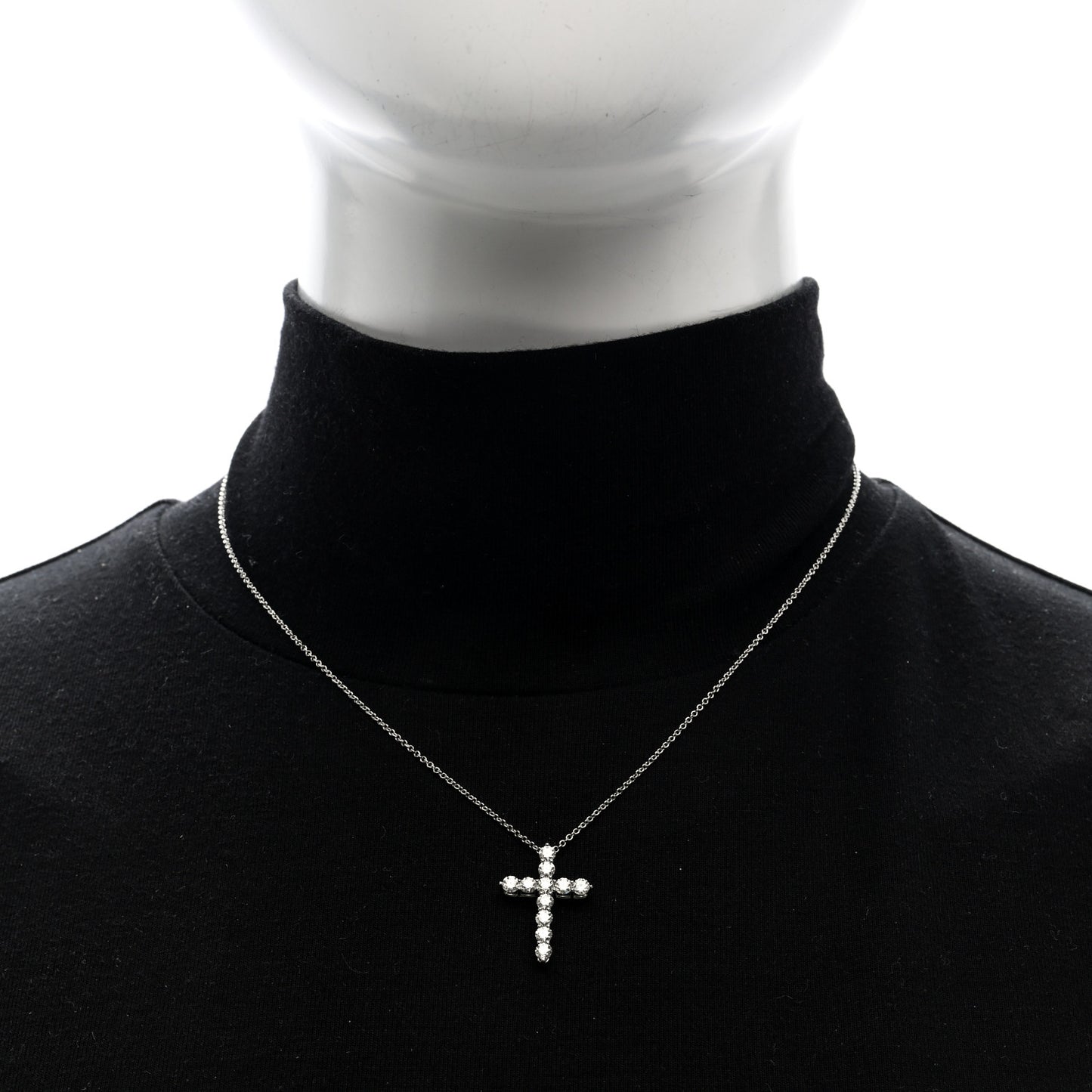 Platinum Diamond Medium Cross Pendant Necklace