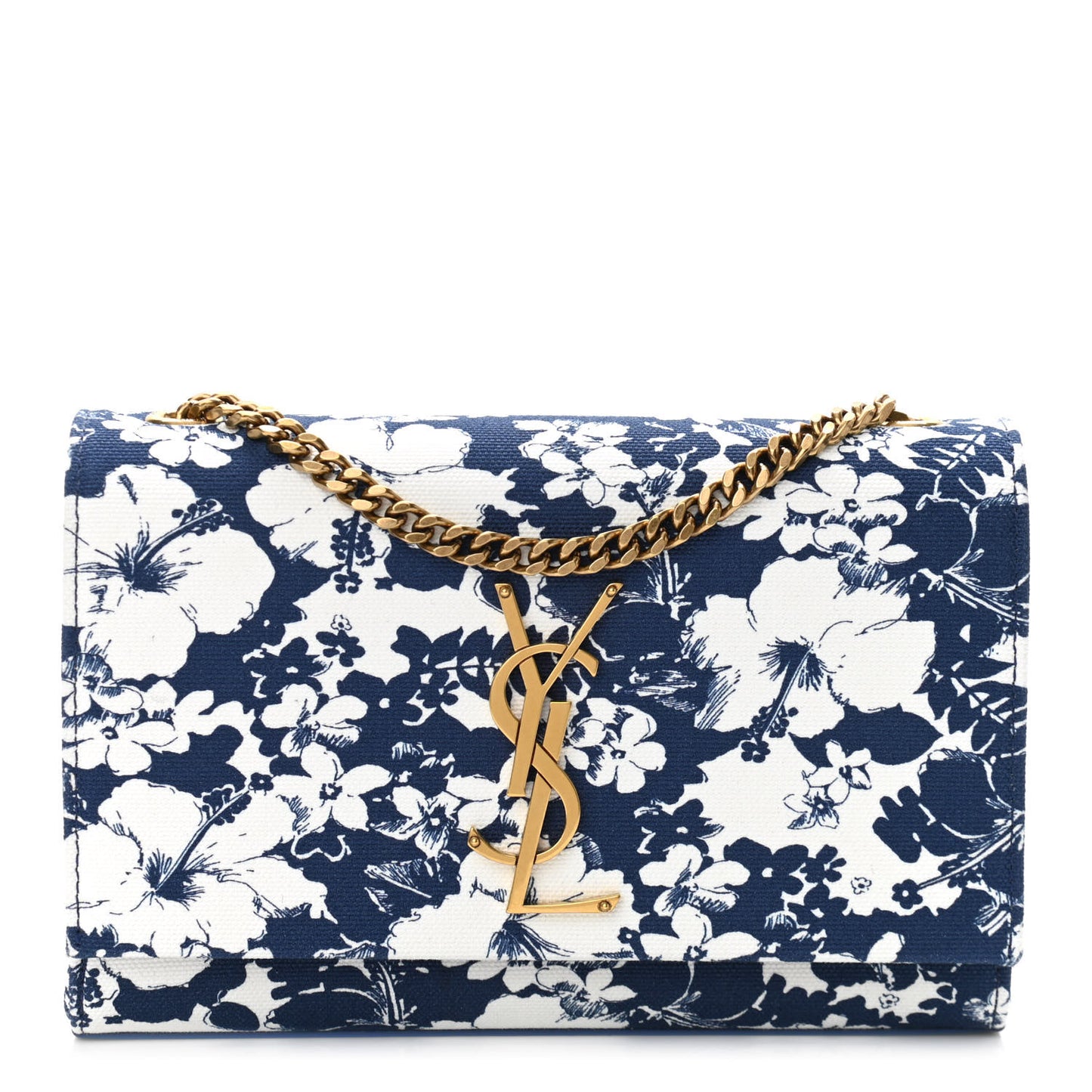 Canvas Small Monogram Hibiscus Print Kate Satchel Blue