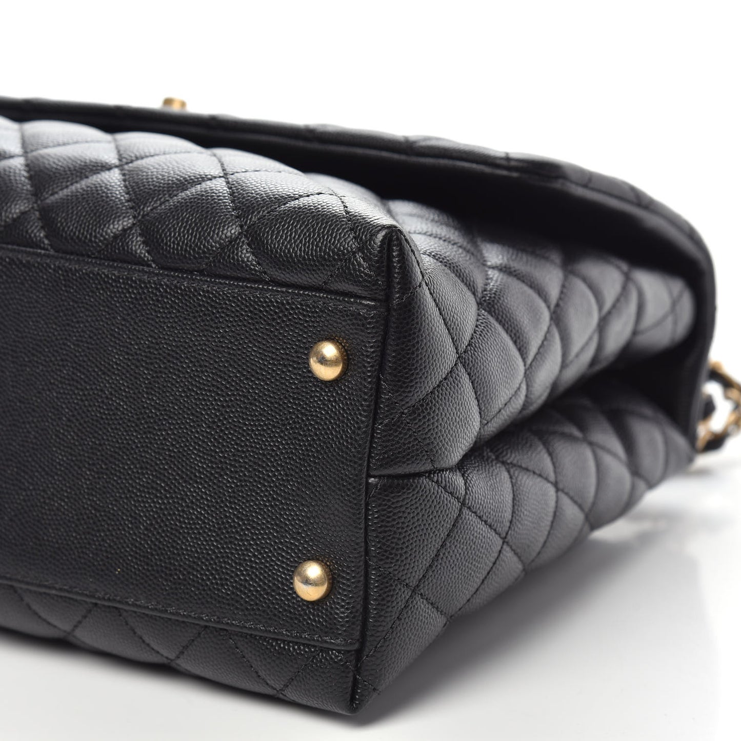 Caviar Elaphe Quilted Medium Coco Handle Flap Black Burgundy