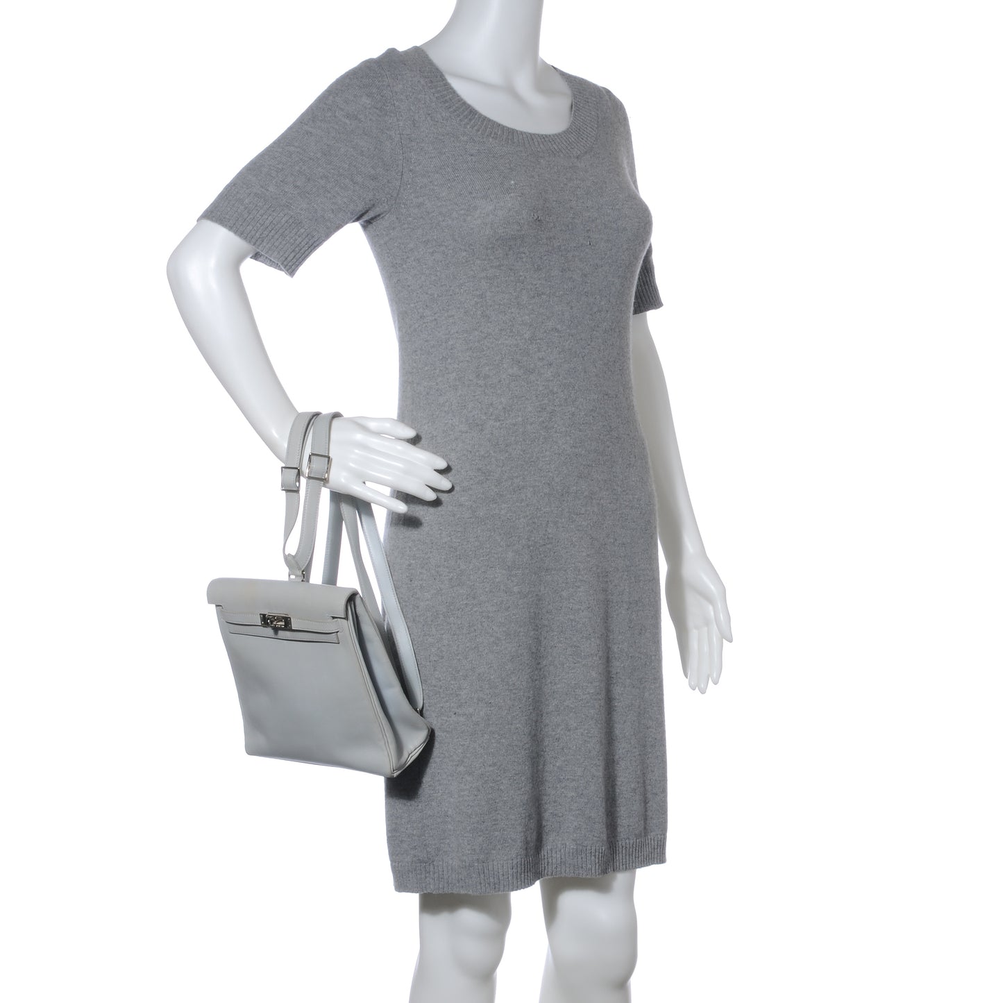 Box Calfskin Kelly Ado 20 Backpack Gris Pale