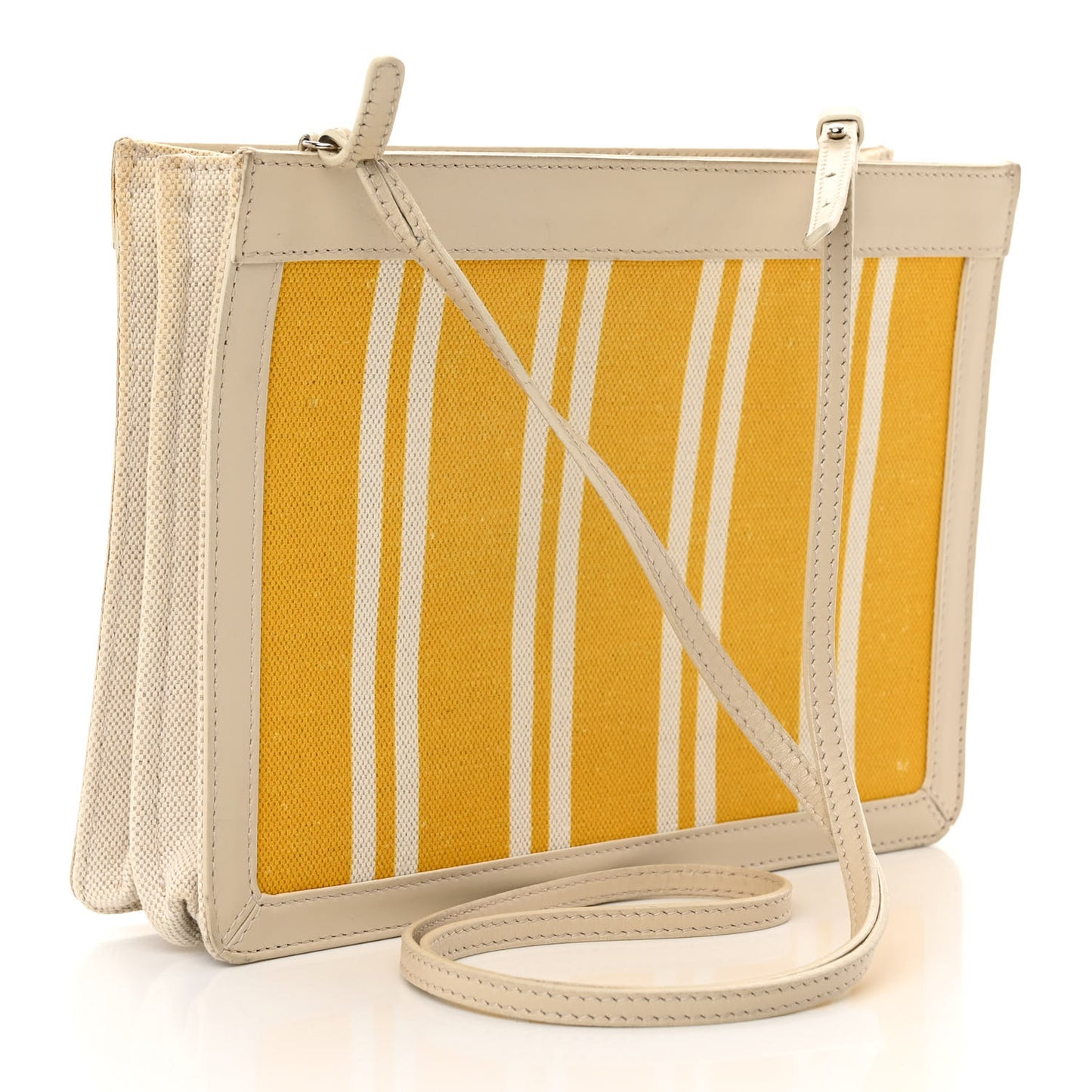 Cotton Canvas Striped Pochette Crossbody Bag Yellow
