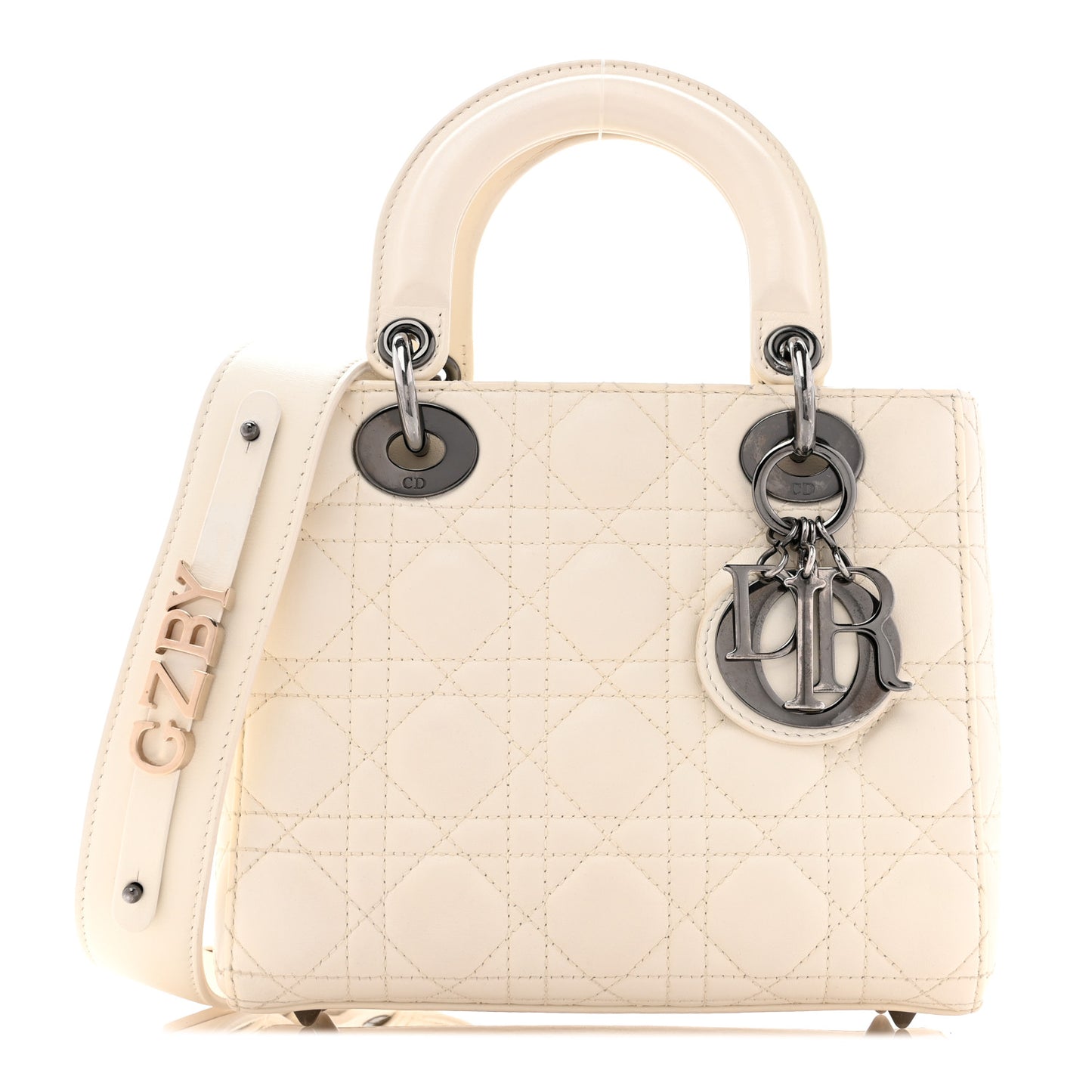 Lambskin Cannage Small My ABCDior Lady Dior White