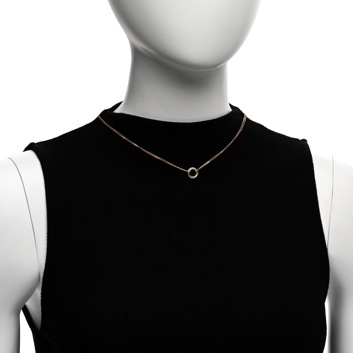 Cartier 18K Pink Yellow White Gold Trinity Double Chain Pendant Necklace 2 of 4