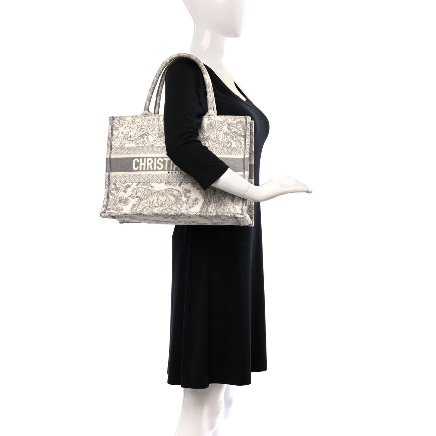 Canvas Embroidered Medium Dioriviera Toile De Jouy Book Tote Gray