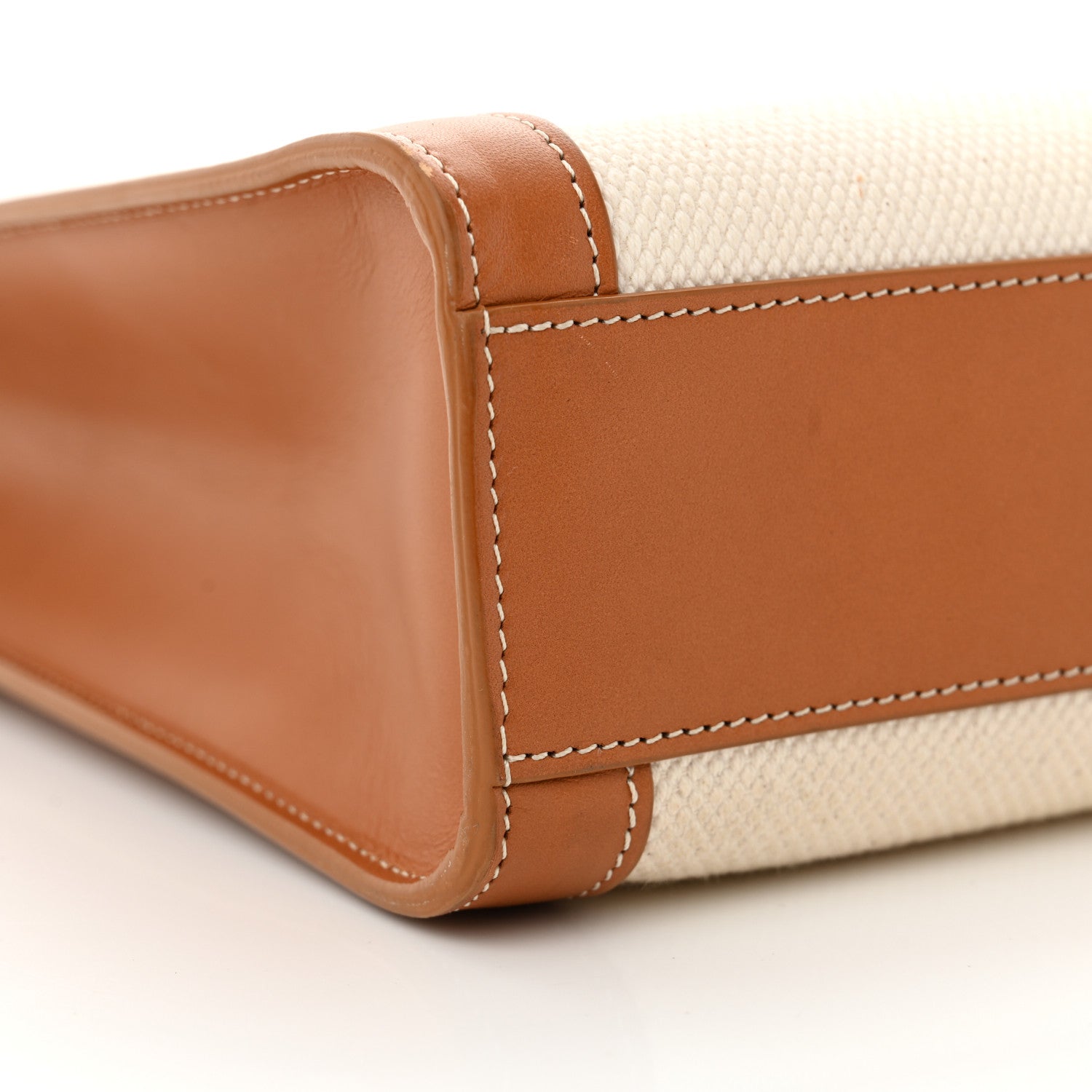 Celine Canvas Calfskin Logo Print Small Vertical Cabas Natural Tan 9 of 13