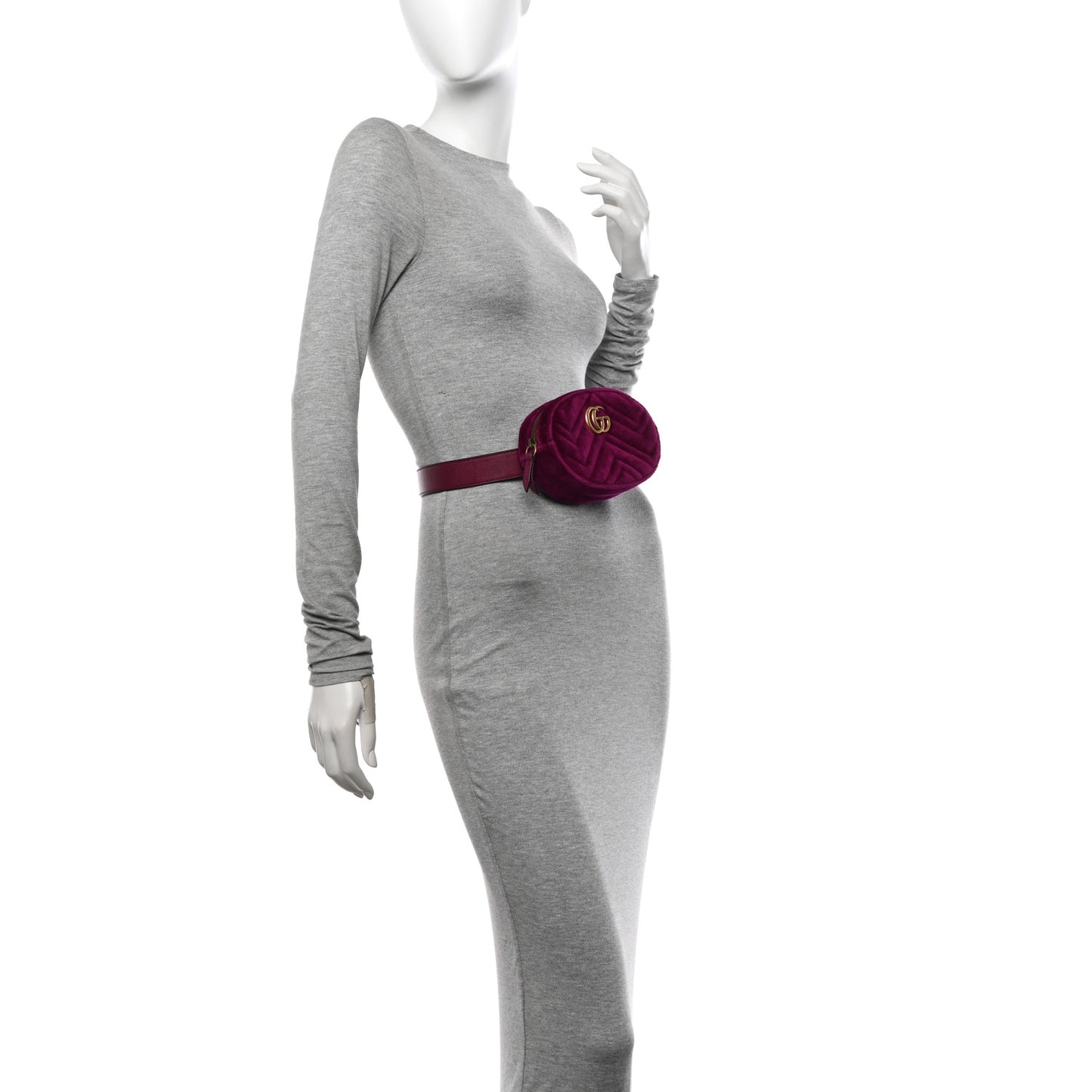 Velvet Matelasse GG Marmont Belt Bag 85 34 Fuchsia Violet Cyclamen