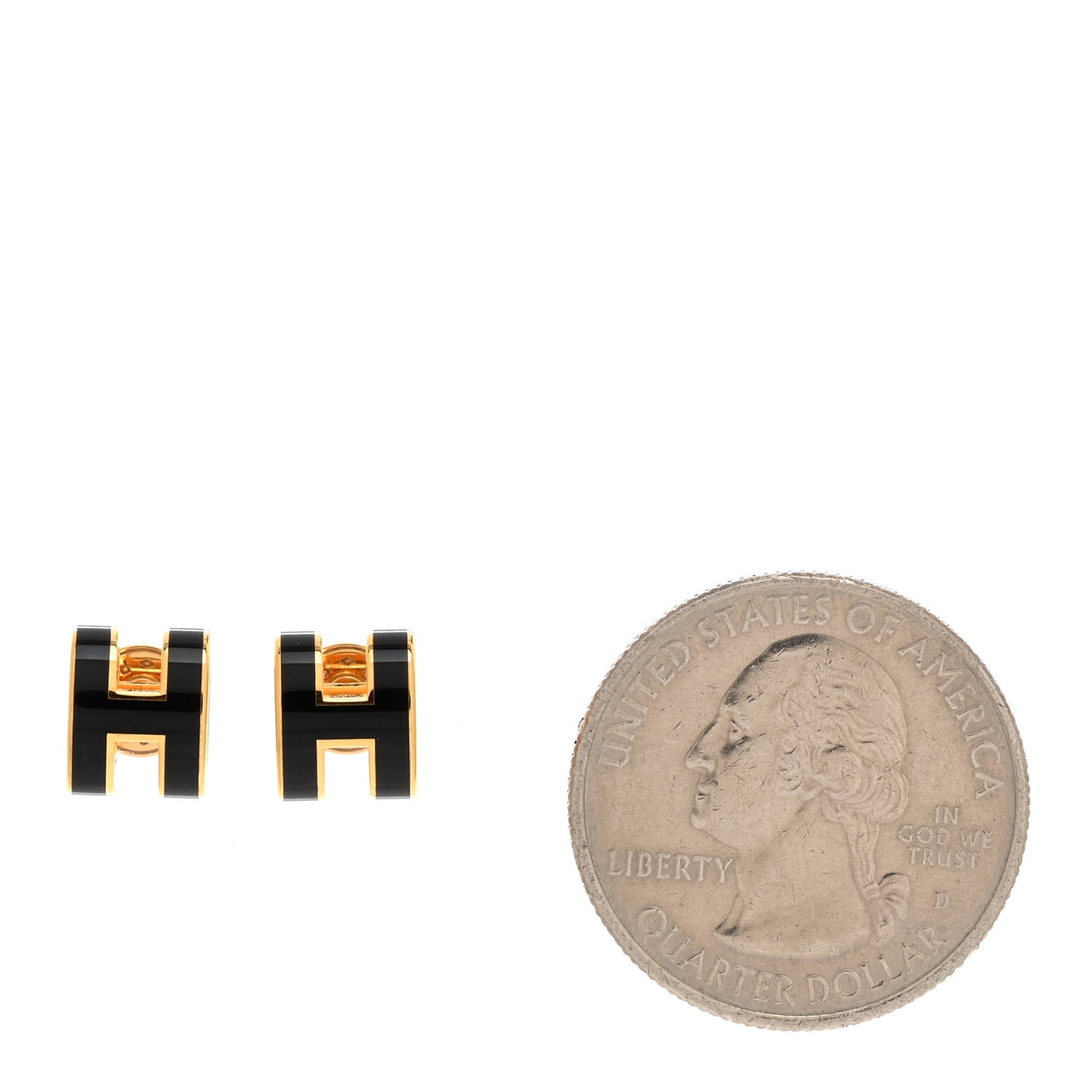 Gold Lacquered Mini Pop H Earrings Black