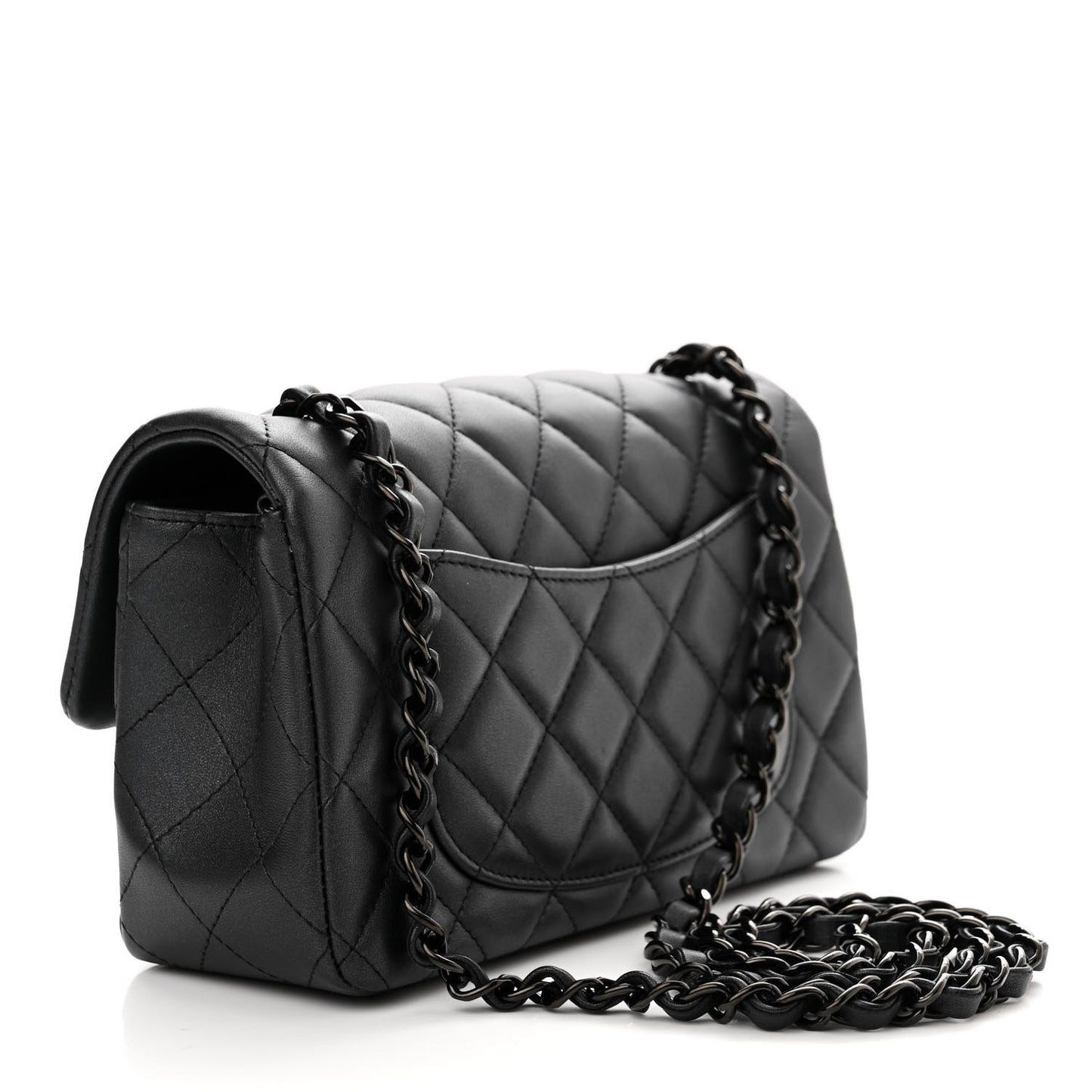Lambskin Quilted Mini Rectangular Flap So Black