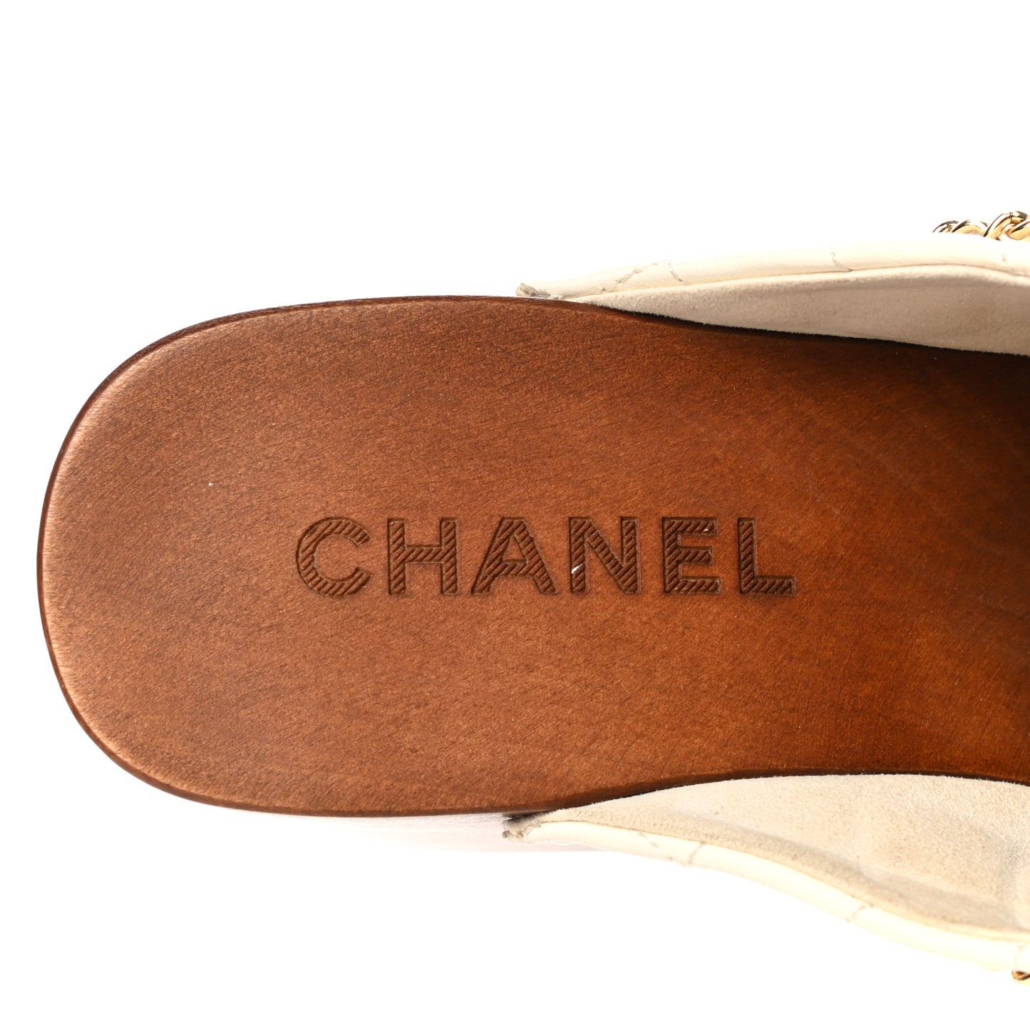 Lambskin Quilted Chain Clog Mules 39 Ivory