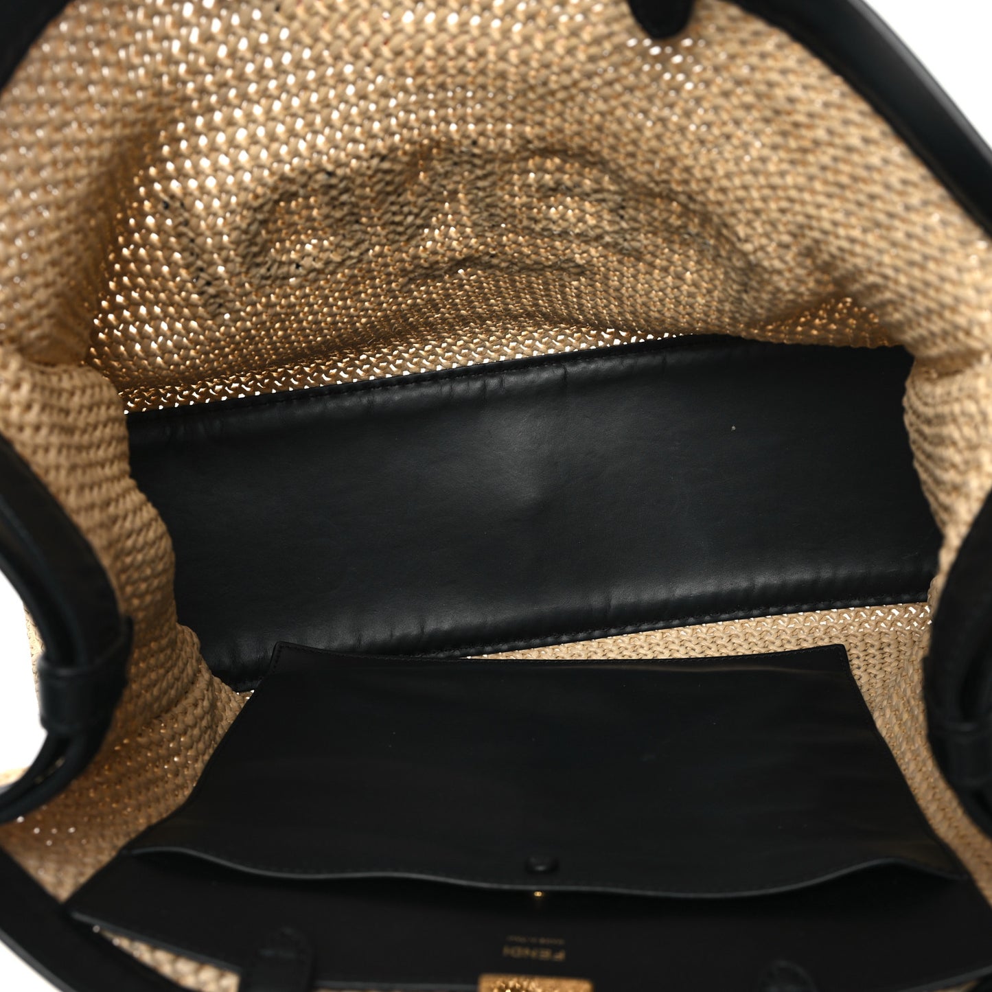 Raffia Vitello King Macrame Mesh Medium Peekaboo X-Tote Natural Black Cuoio