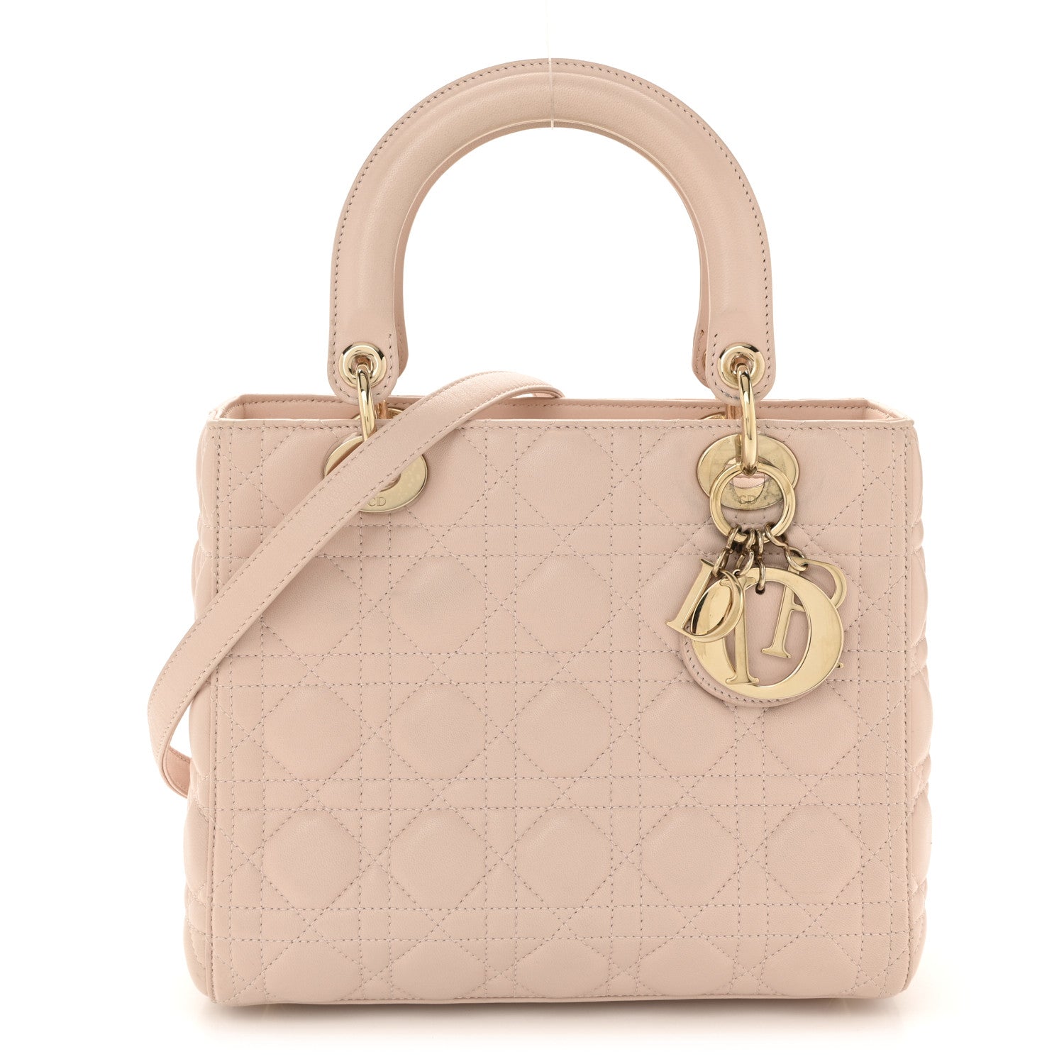 Christian Dior Lambskin Cannage Medium Lady Dior Light Pink
