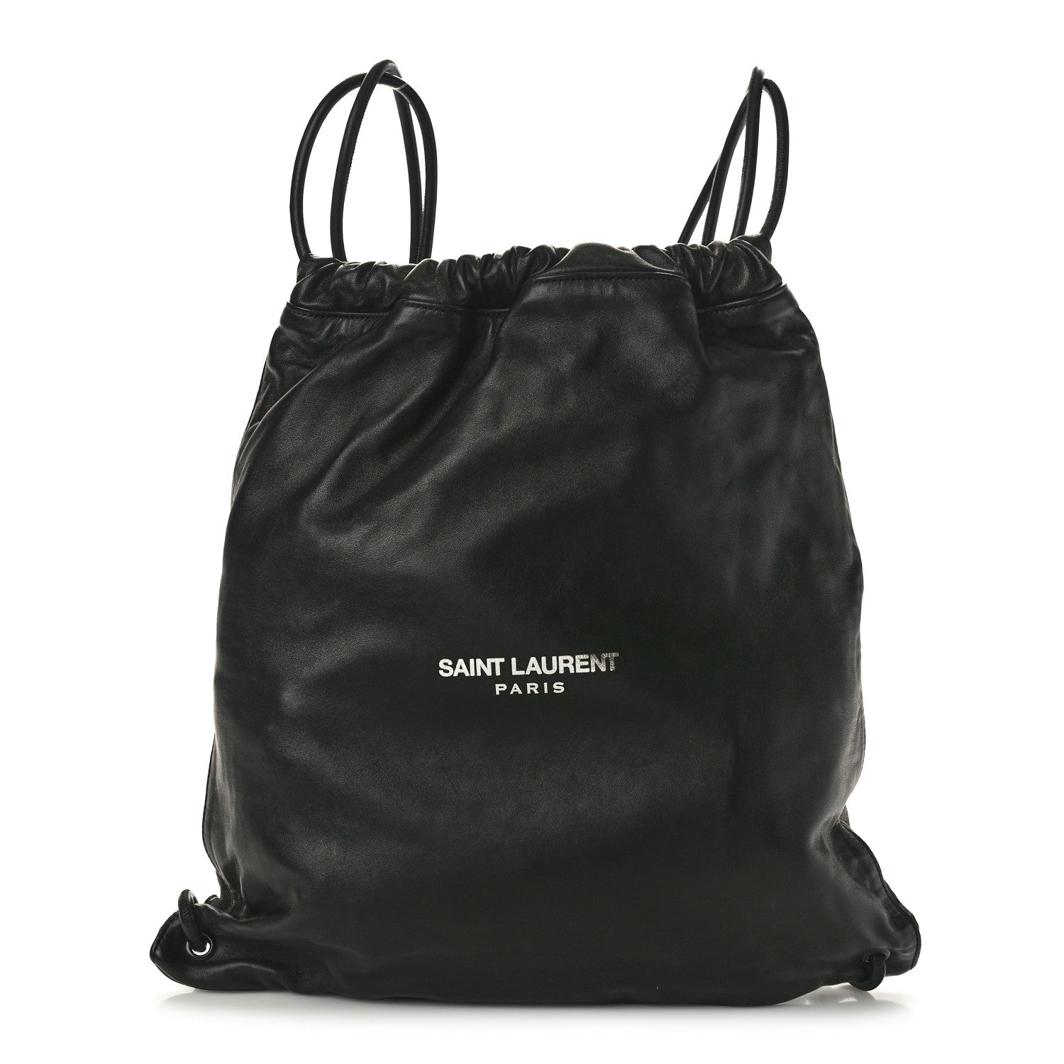 Saint Laurent Lambskin Teddy Drawstring Bag Black 1 of 10